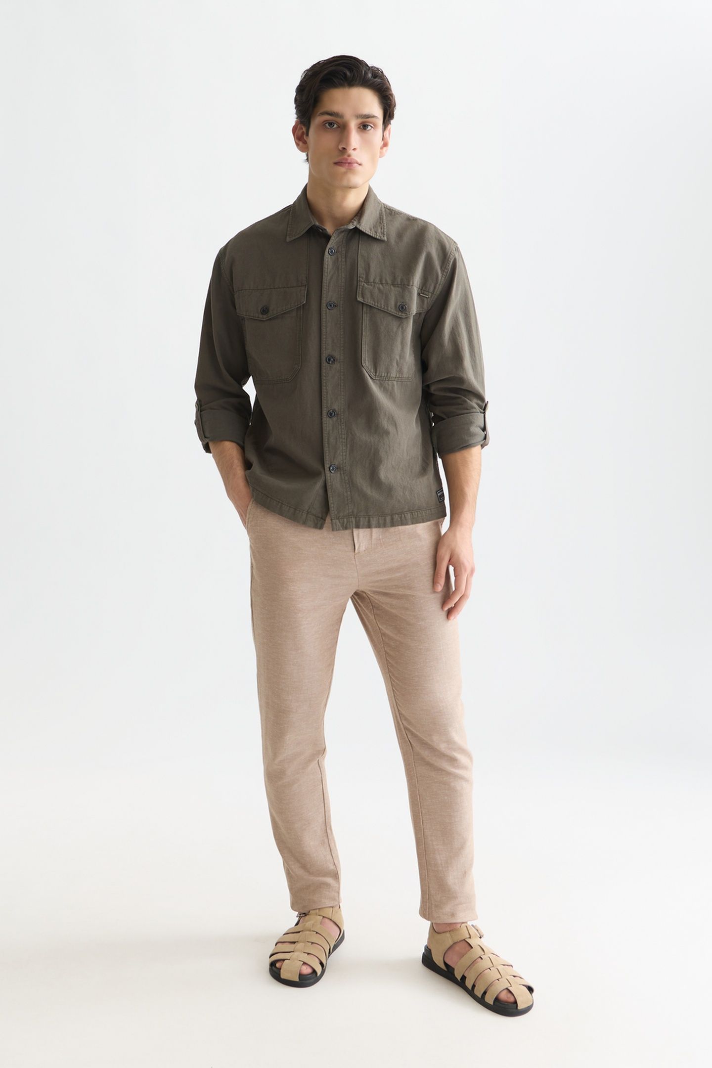 SEASONAL CORE WARREN COTTON LINEN JOGGER LT PASTEL BROWN 3