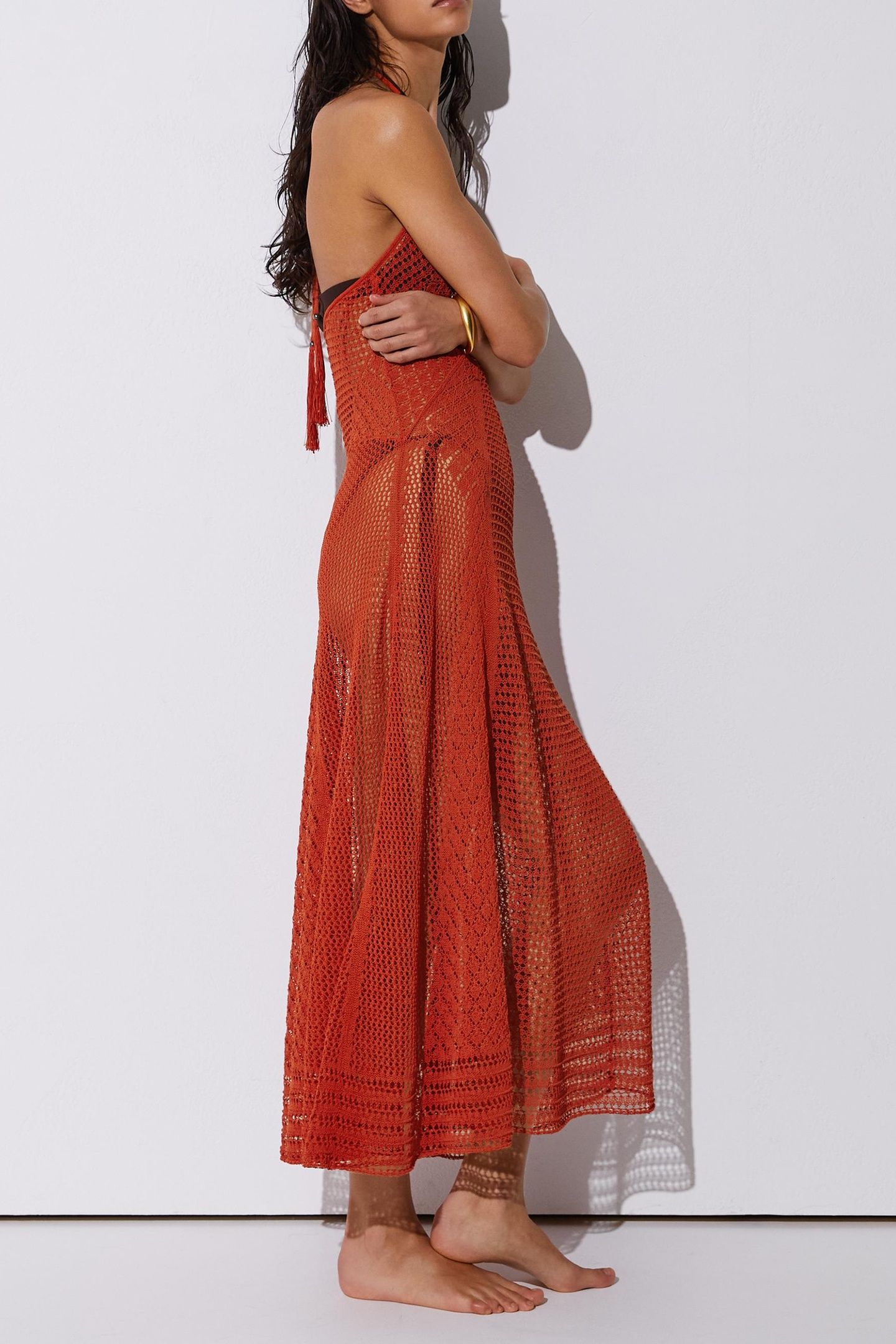 KNITTED DRESS CORAL RED 5