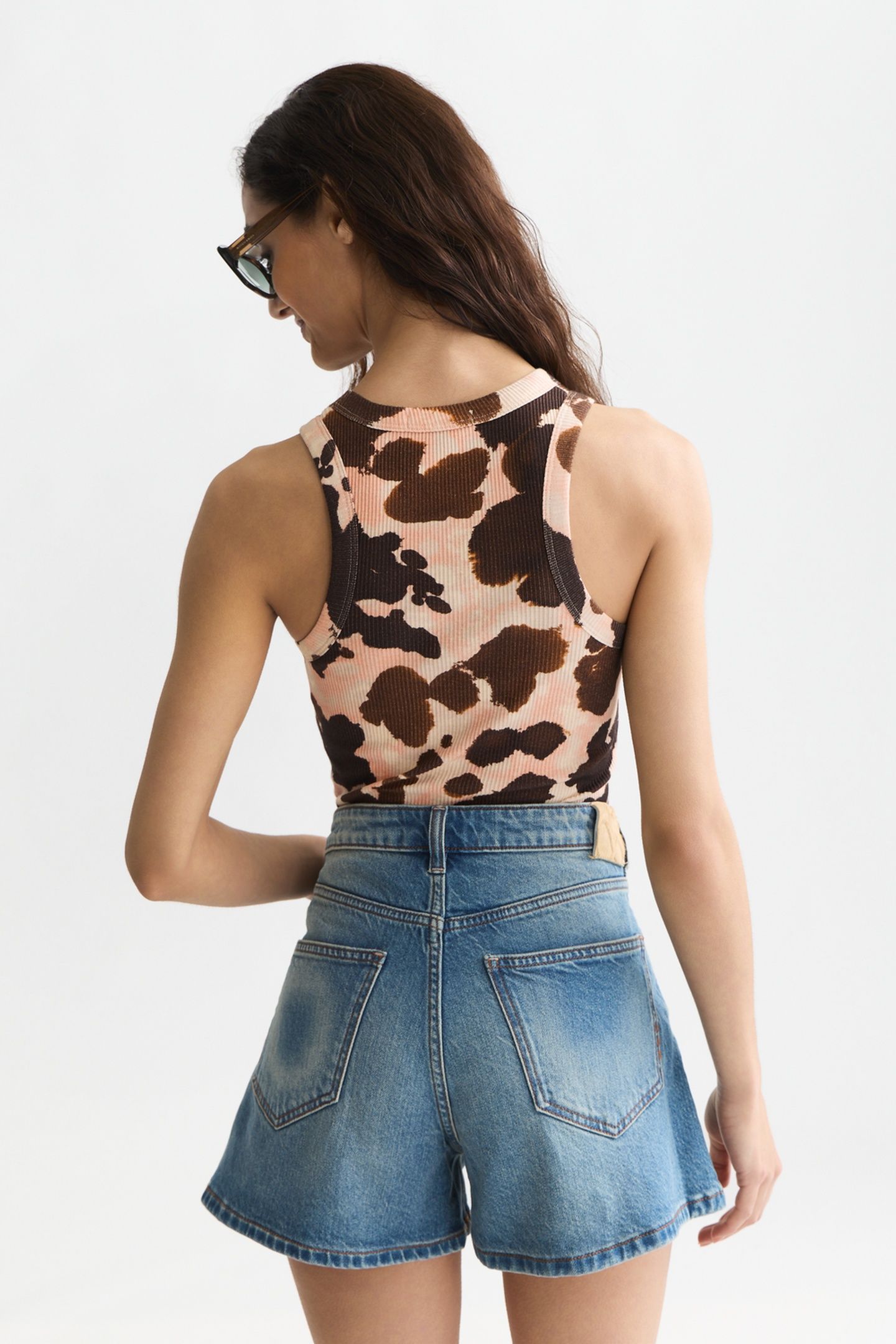 ALL OVER PRINTED TANK PAINTERLY ANIMAL EGGNOG 2