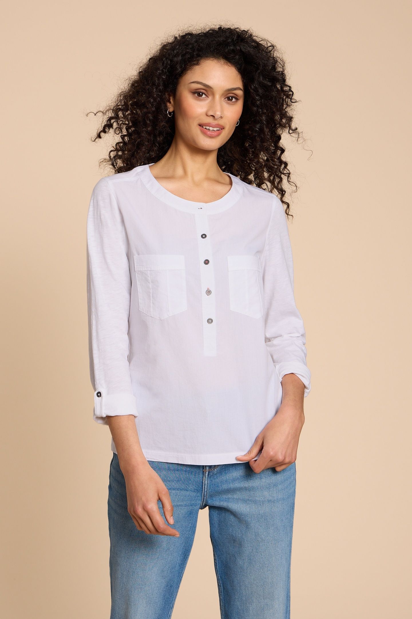 MACLEY MIX SHIRT PALE IVORY 1