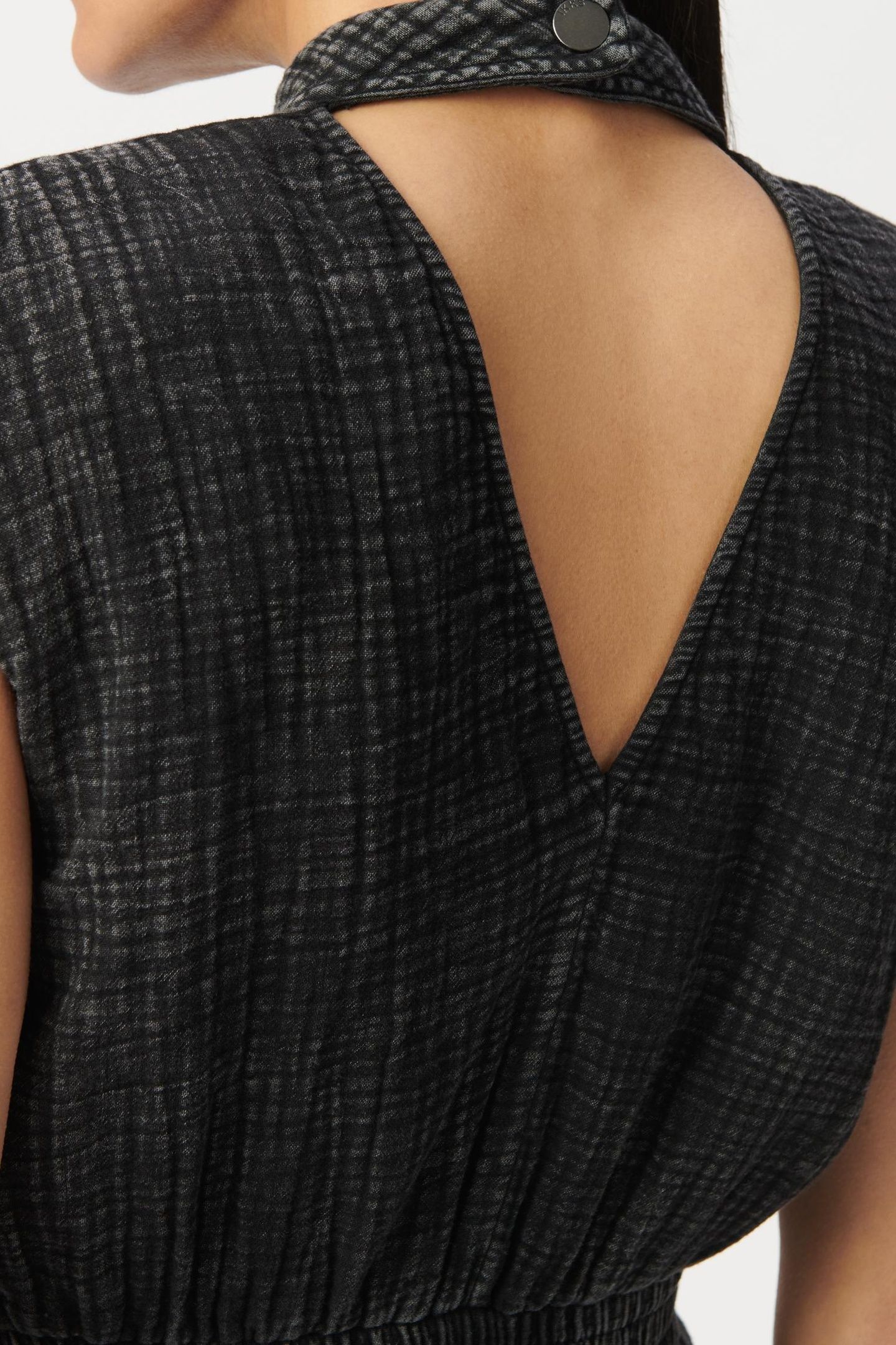 GREY COTTON GAUZE SLEEVELESS DRESS WITH V BACK 7