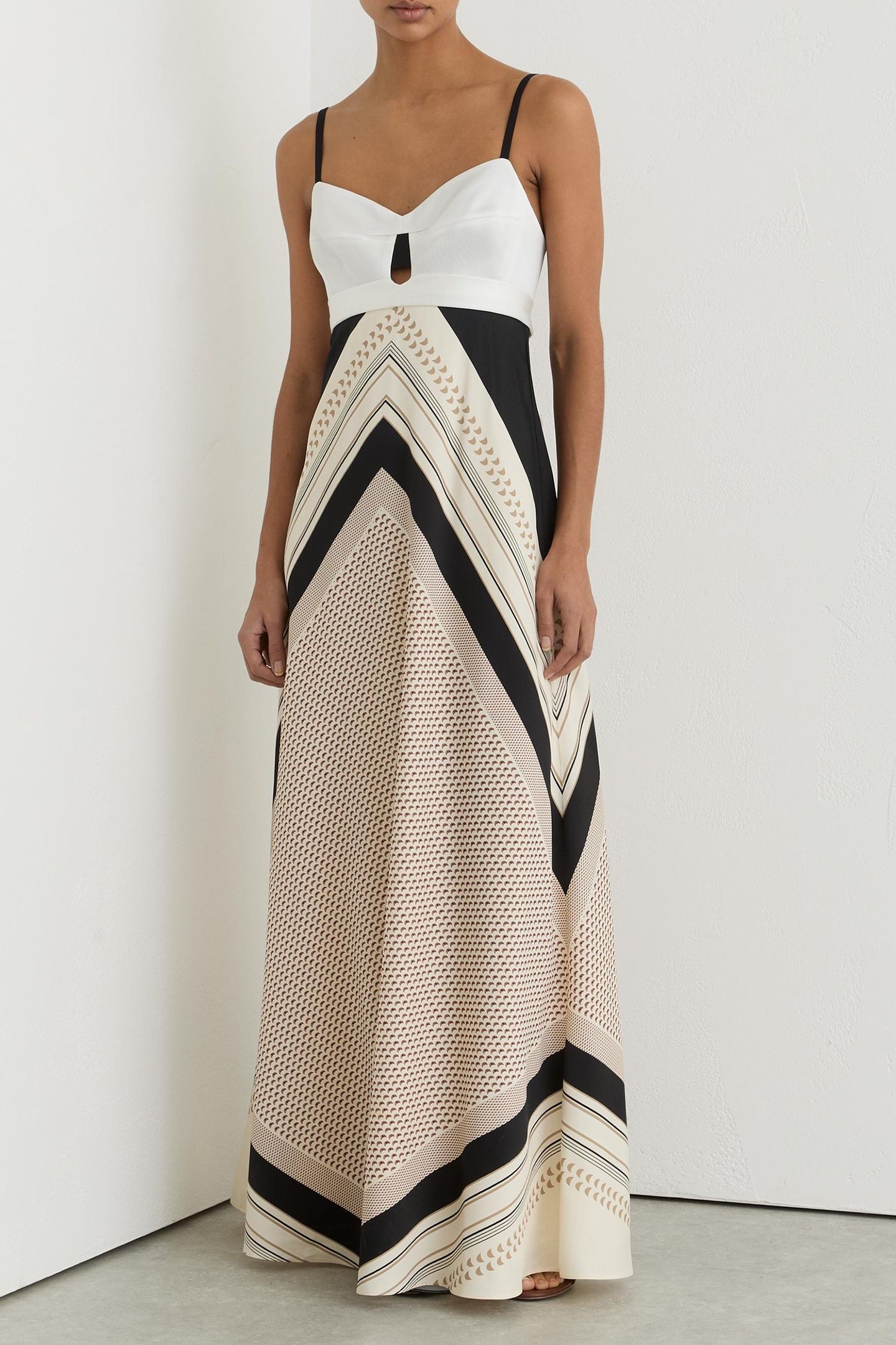 SCARF PRINTED MAXI DRESS IVORY/BLACK 2