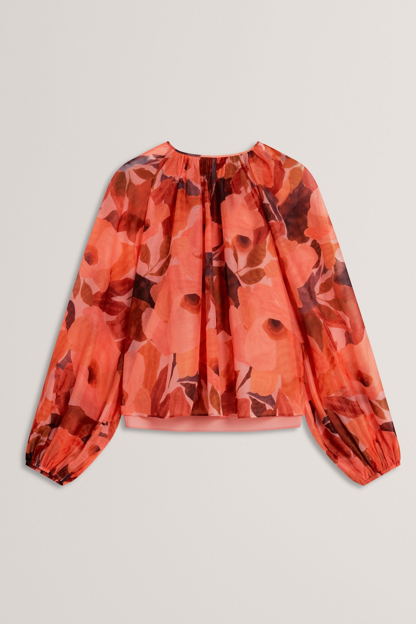 PRINTED BLOUSE WITH ORGANZA OVERLAY CORAL 4