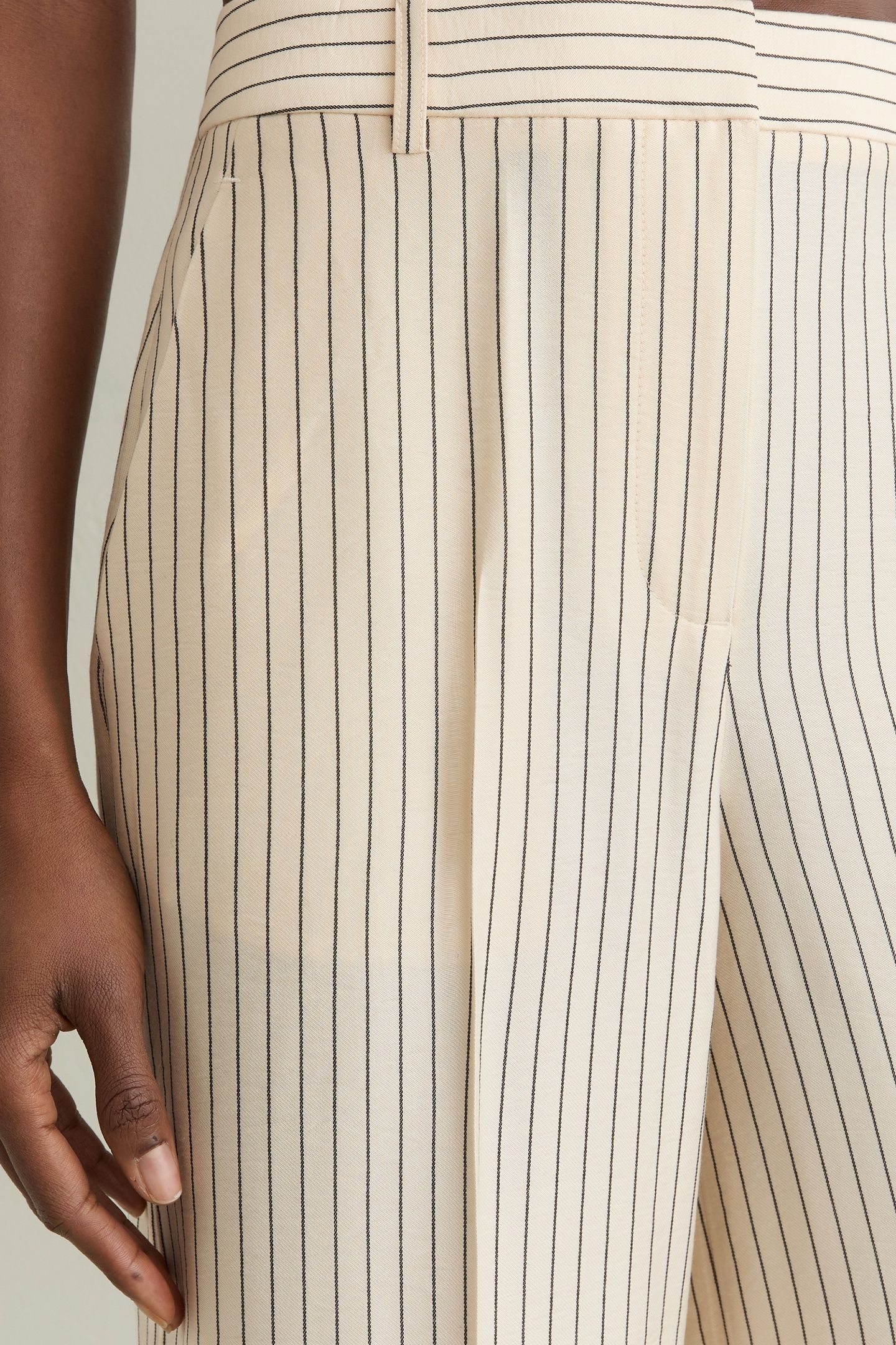 PINSTRIPE WIDE LEG TROUSER CREAM/BLACK 8