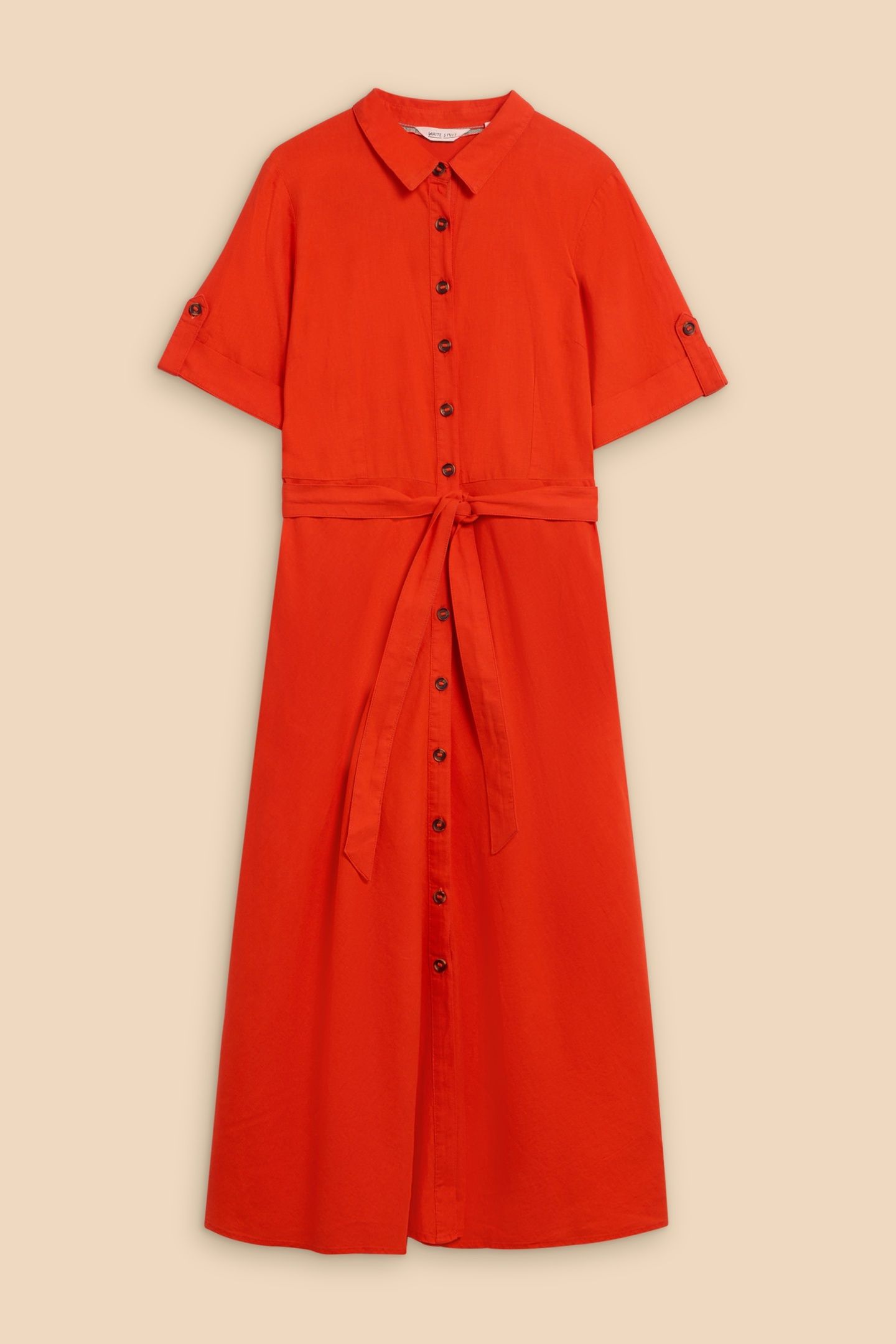 BETH LINEN BLEND SHIRT DRESS BRT ORANGE 4