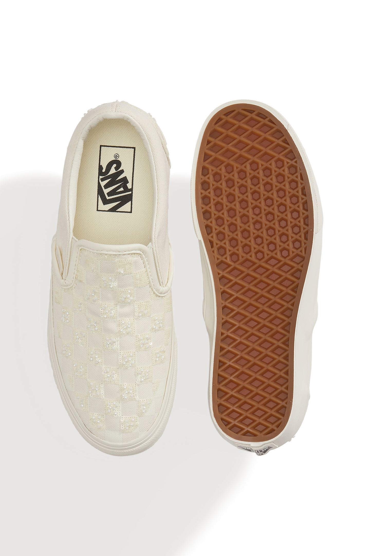 UNISEX CLASSIC SLIP-ON BEADED WHITE CHECKERBOARD 4