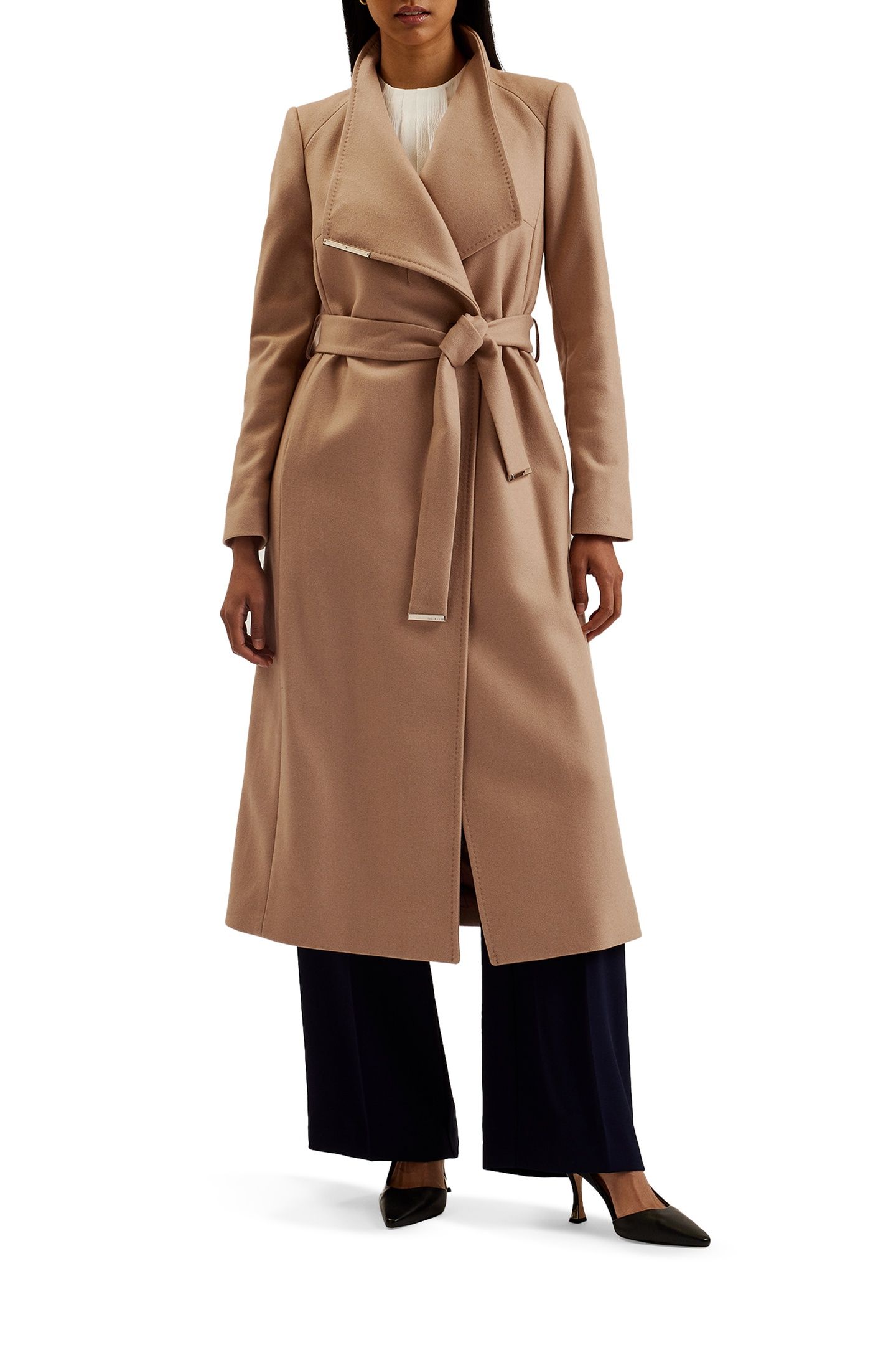 ROSELL LONG LENGTH WOOL WRAP COAT CAMEL 1