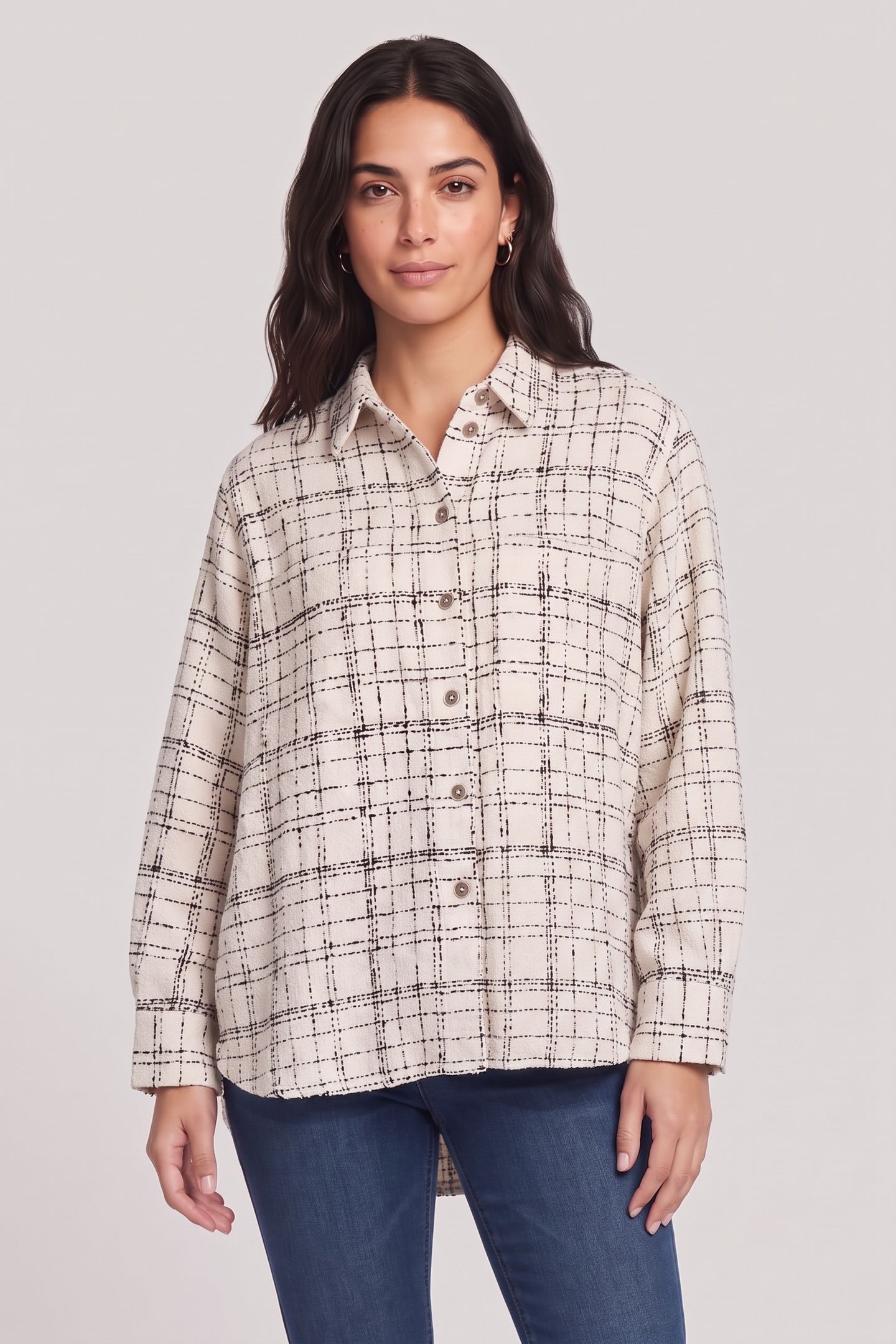 ZUNNY OVERSHIRT ECRU/BLACK 1