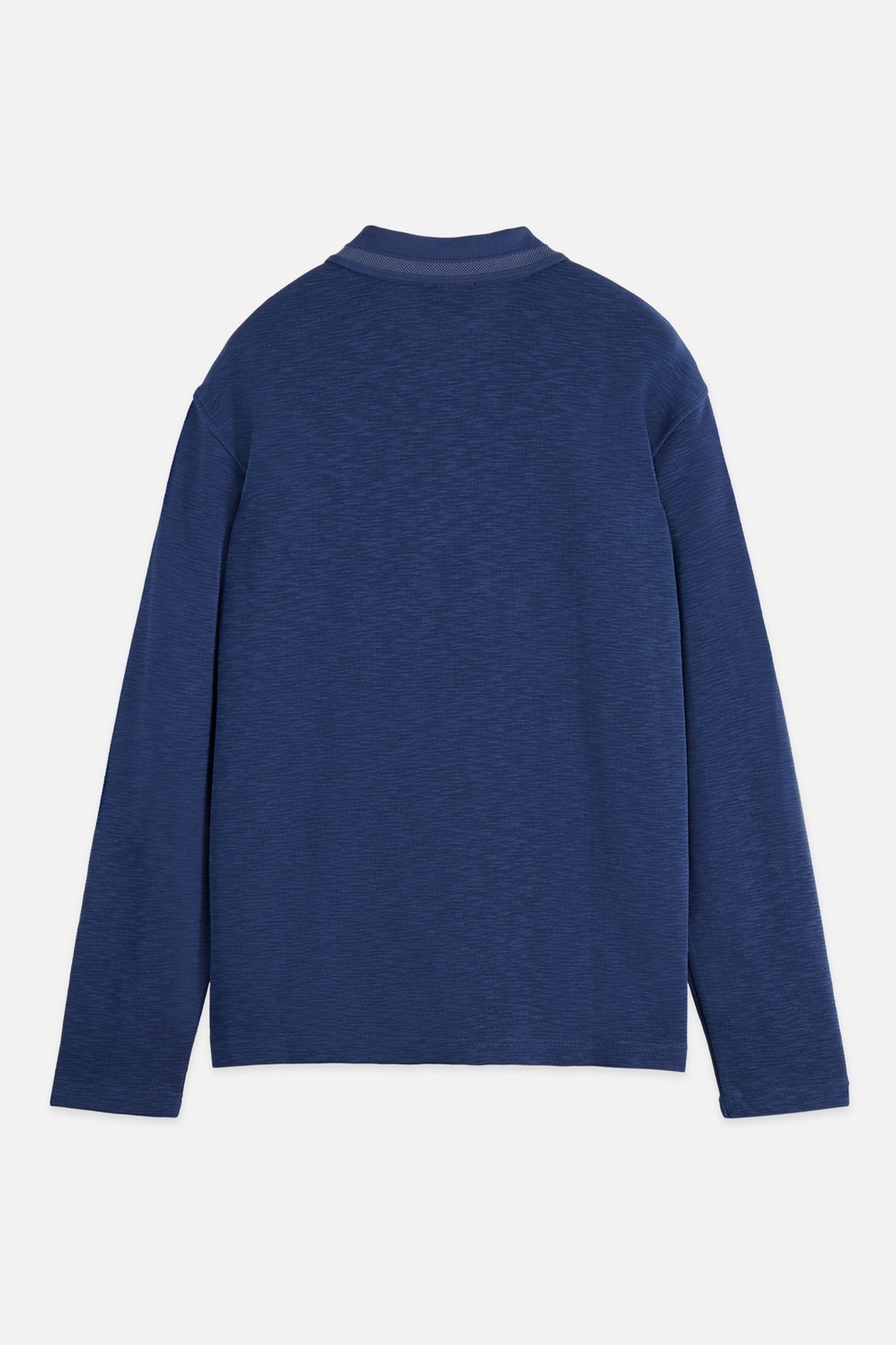 STRUCTURED RELAXED-FIT LONG-SLEEVED POLO NAVY 2