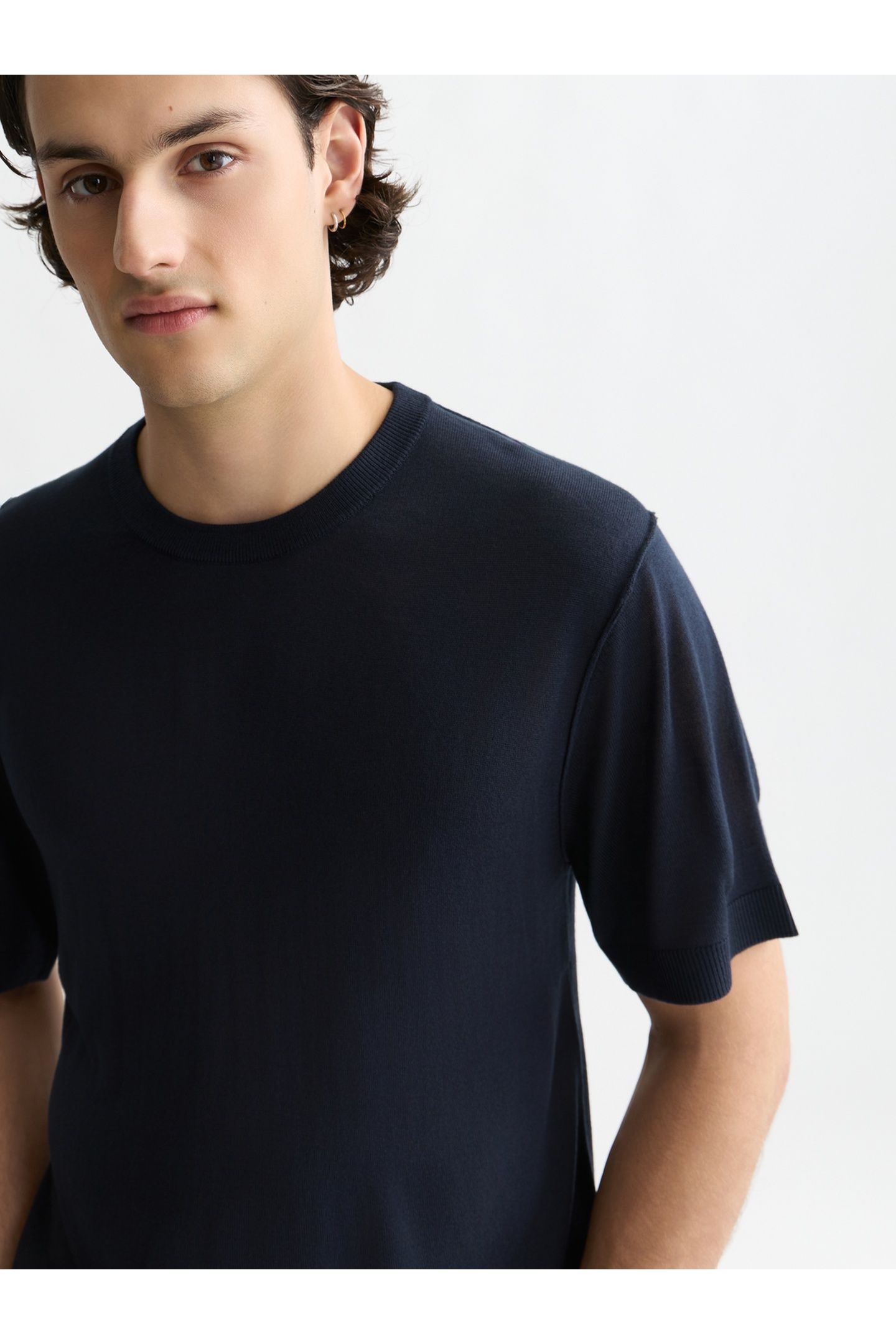 KNITTED RELAXED-FIT T-SHIRT NAVY 6