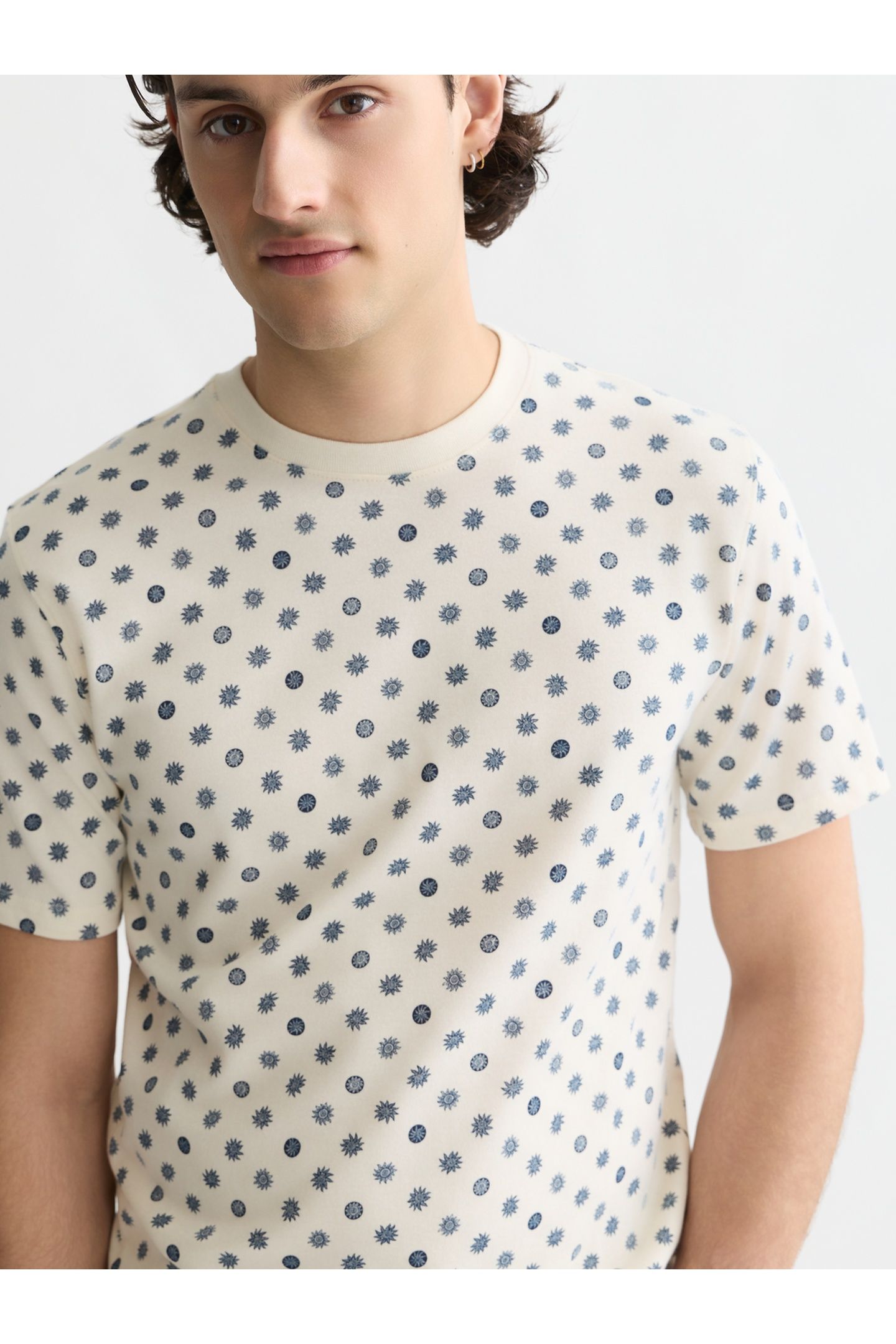 MICRO-PRINTED REGULAR-FIT T-SHIRT LIGHT BEIGE 6
