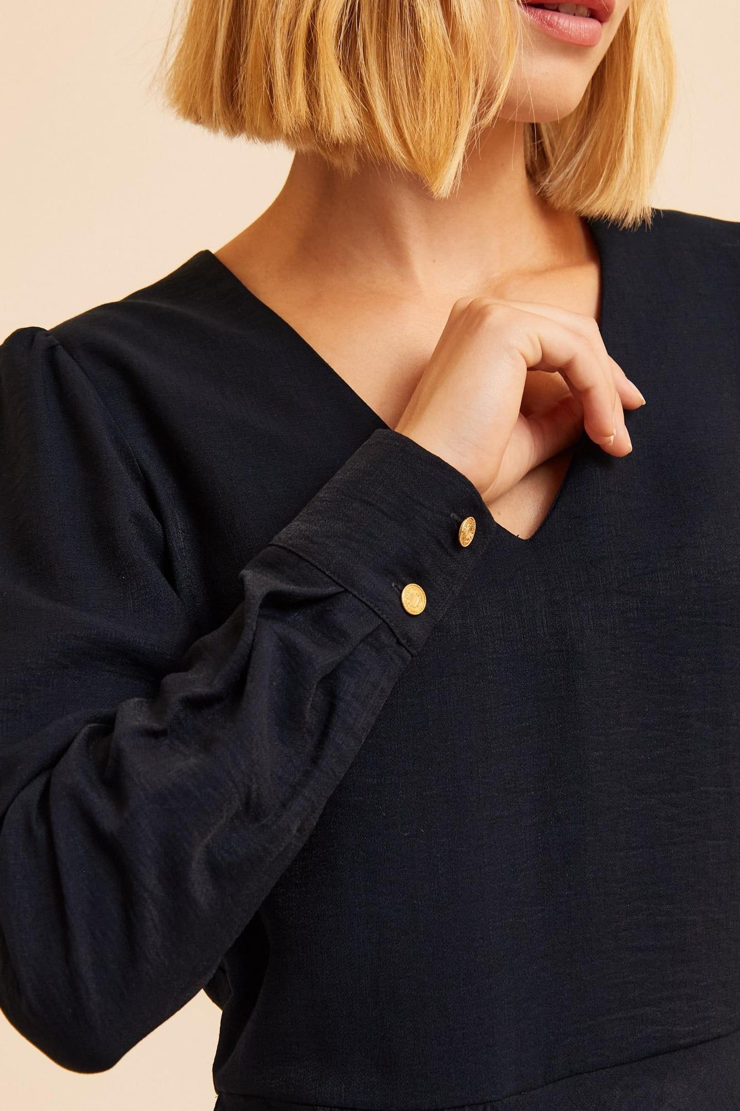 NAVY DRESS WITH DRAPED-LOOK SIDE 7