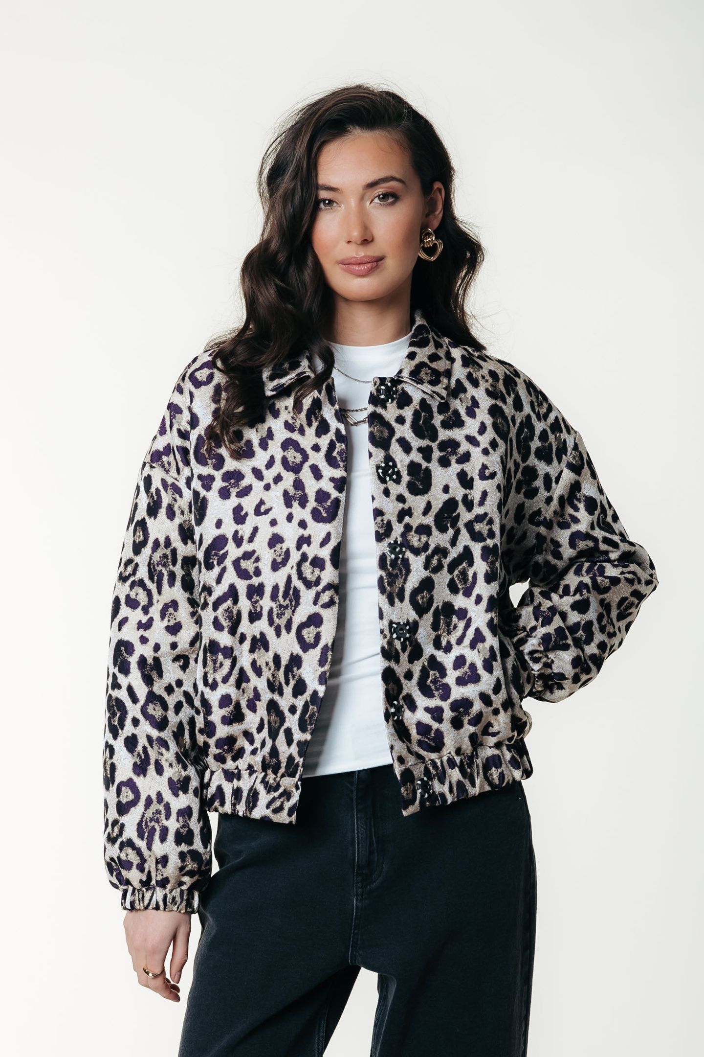BENTE LEOPARD JACQUARD BOMBER JACKET BEIGE 1