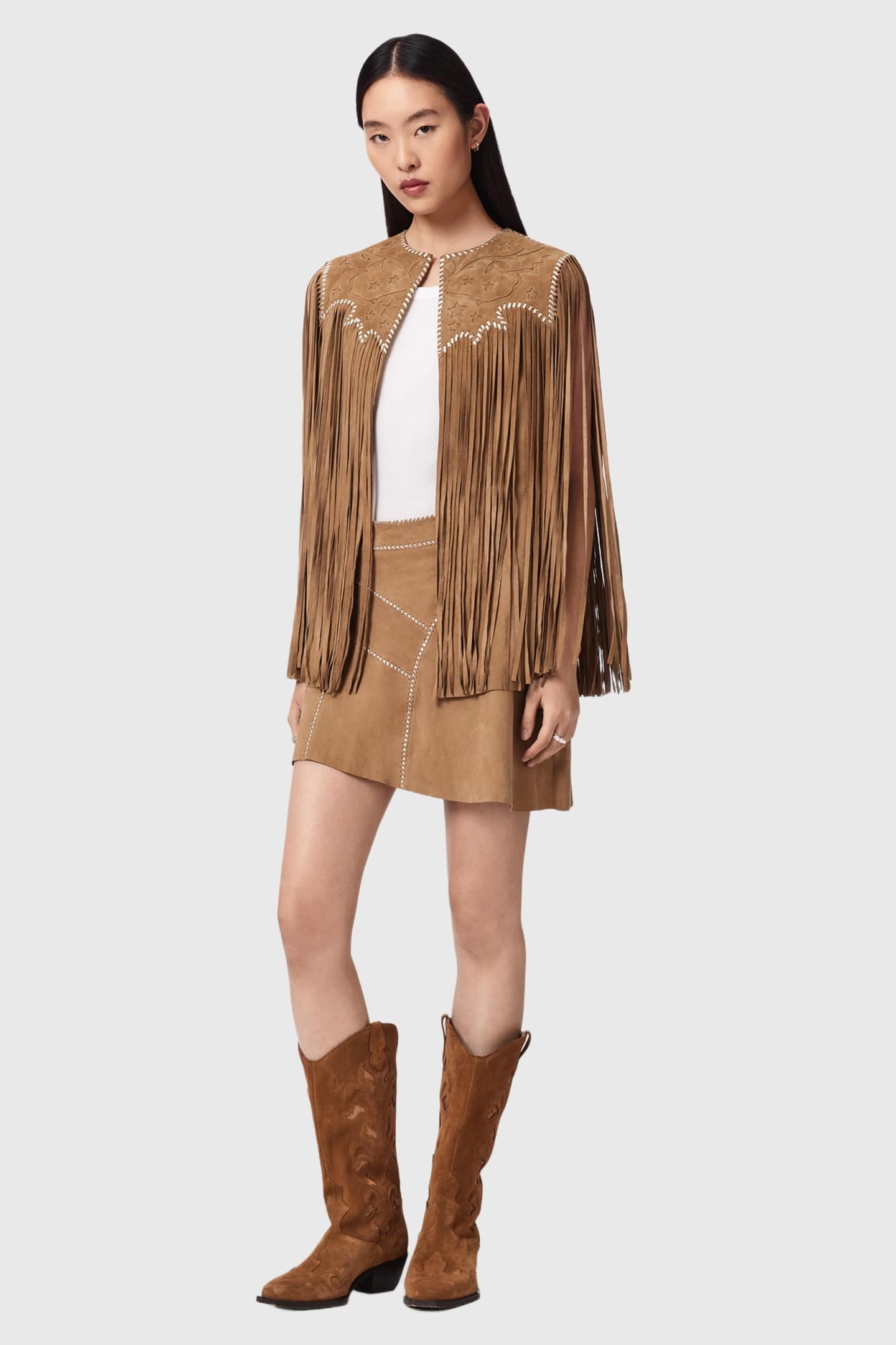 CARTER TASSEL GILET SAND BROWN 3