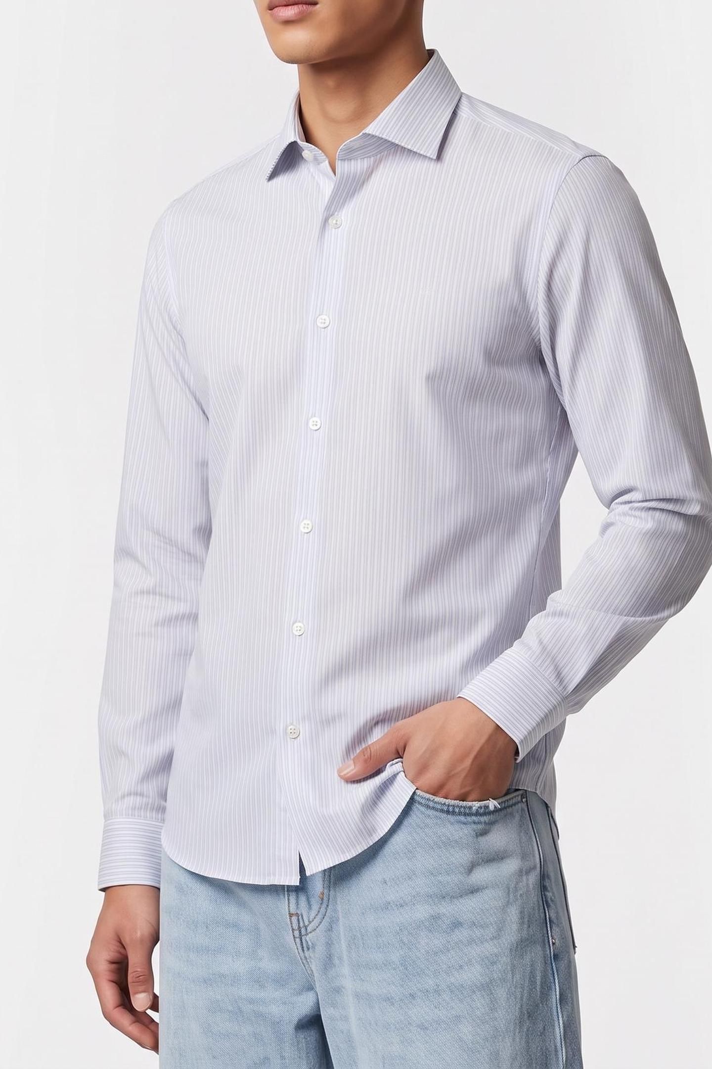SLIM STR COLLAR SHIRT BLUE MULTI 1