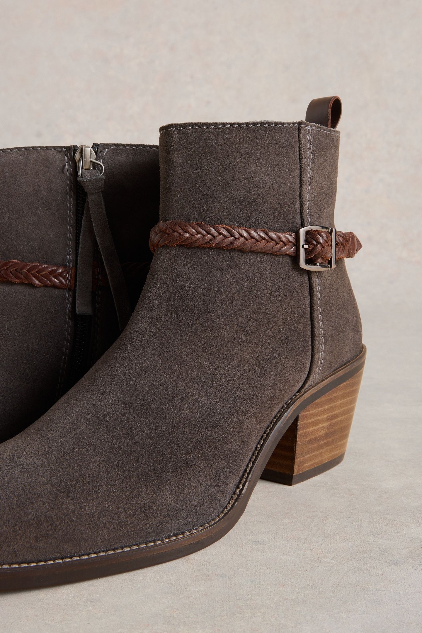 PEONY SUEDE PLAIT STRAP BOOT CHARC GREY 2