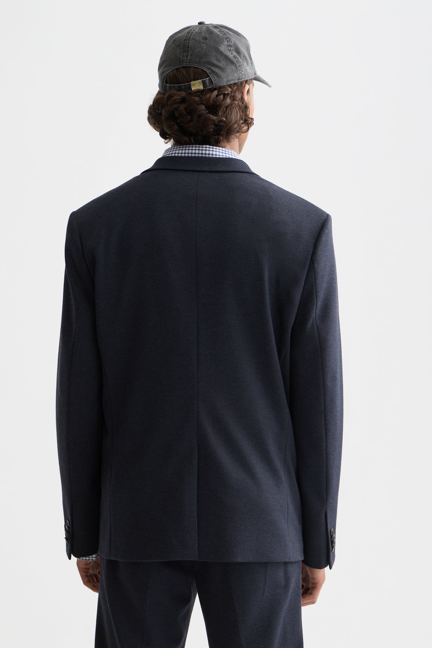 TAILORED NOTCH LAPEL YARN DYED JERSEY REGULAR-FIT BLAZER NAV 2