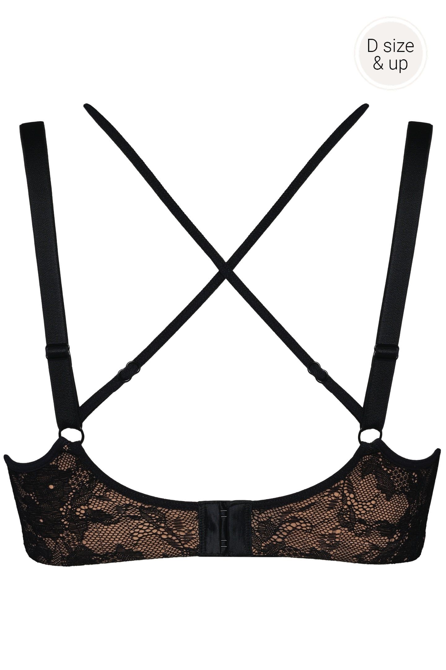 QUEEN OF WANDS BLACK AND SAND PLUNGE BALCONY BRA 4
