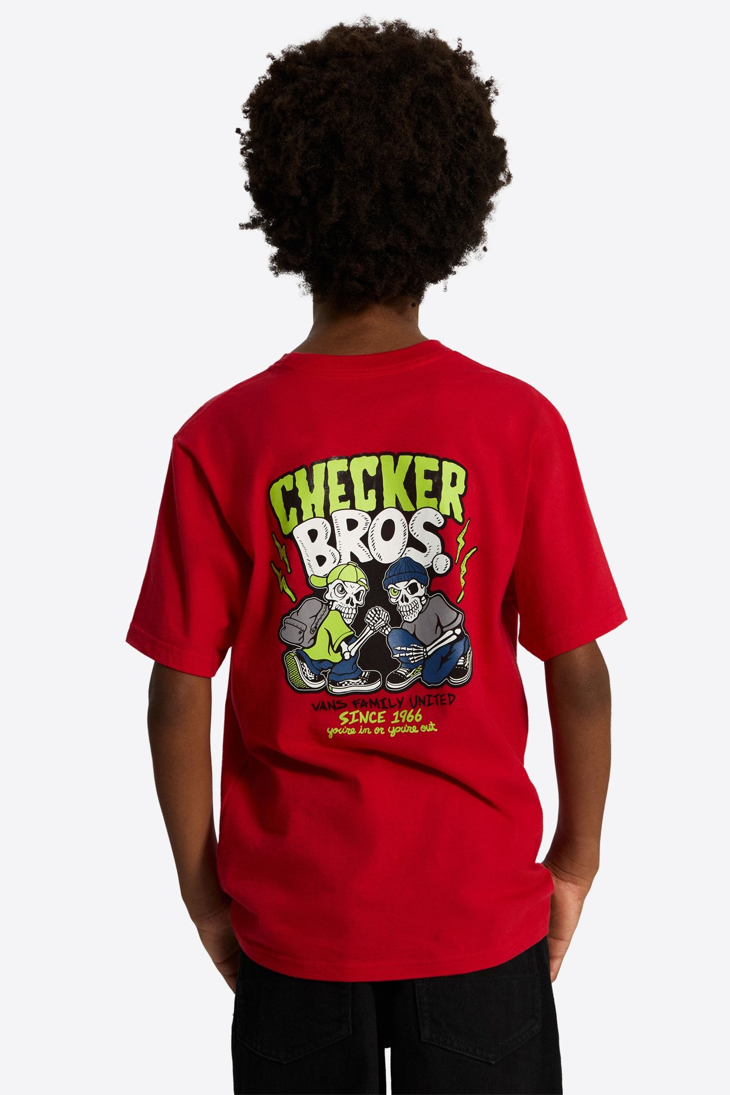 BOYS CHECKER BROS SS TEE RACING RED 2