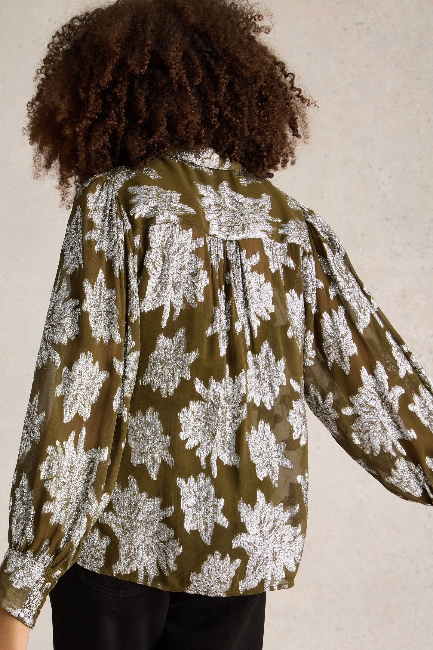 PHOEBE JACQUARD SHIRT GREEN MLT 3
