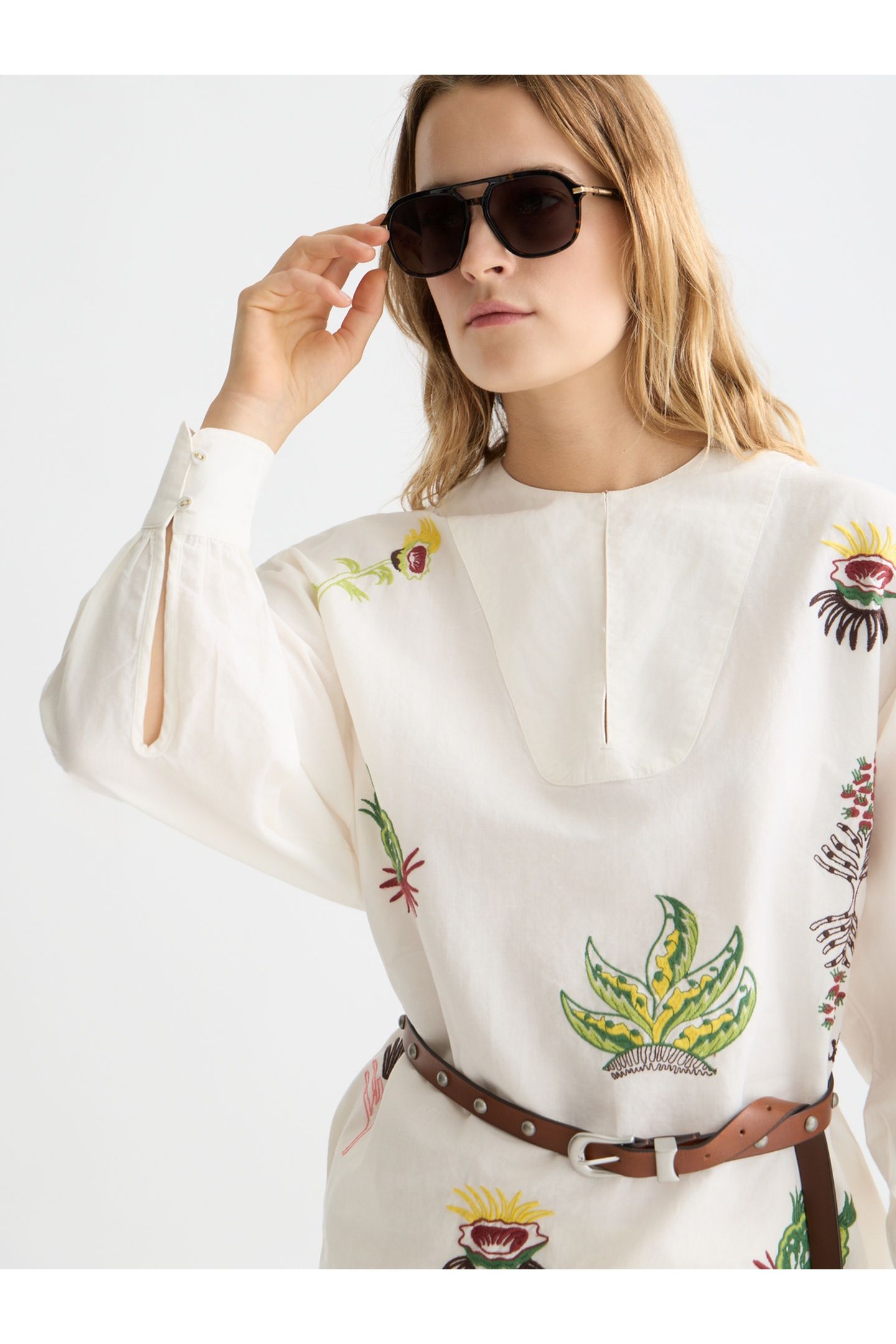 EMBROIDERED SHORT BIB DRESS EGGNOG 6
