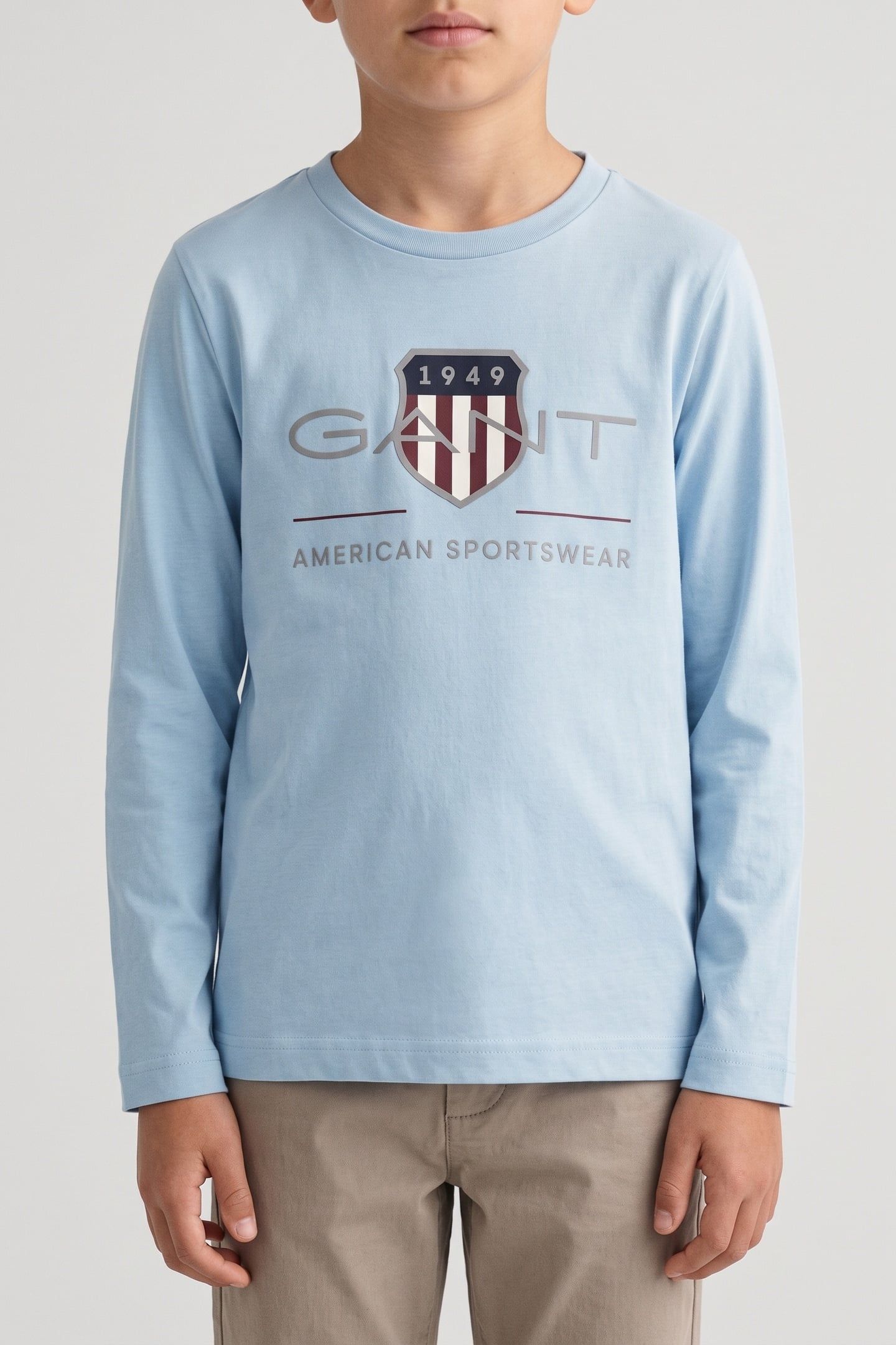 KIDS UNISEX ARCHIVE SHIELD LS T-SHIRT CALMING BLUE 1