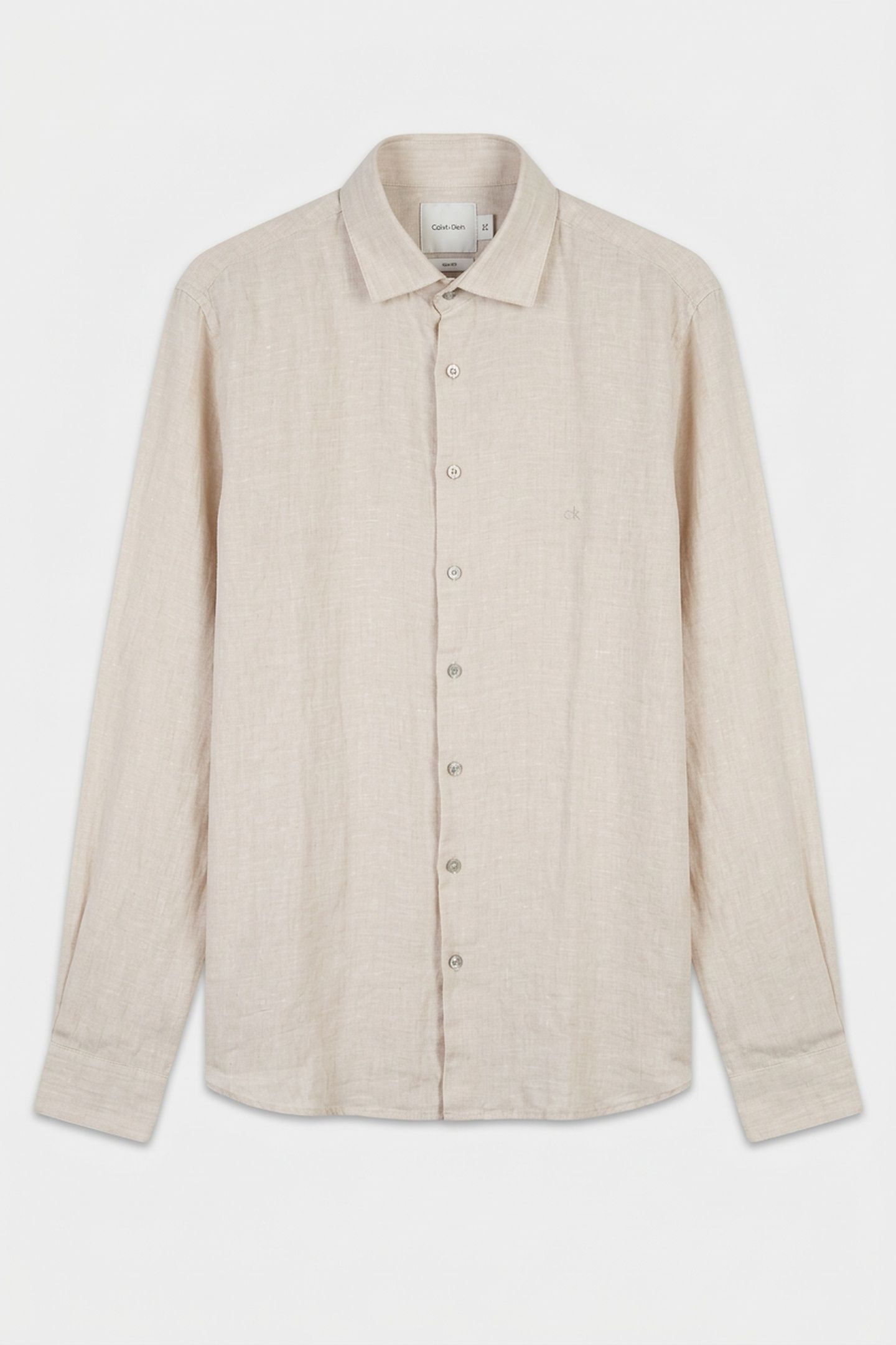 LINEN SOLID SLIM SHIRT STONY BEIGE 3