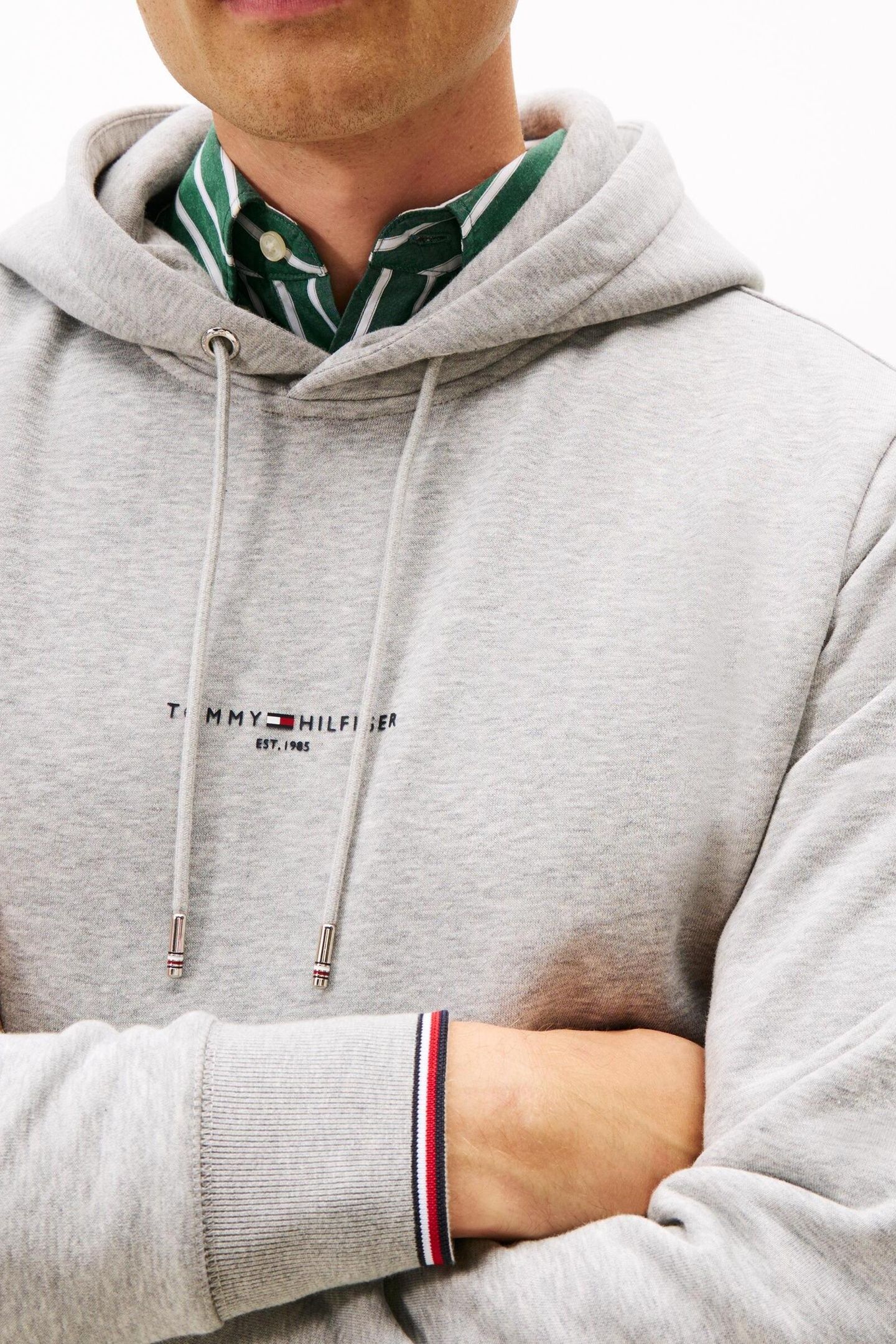 TOMMY LOGO TIPPED HOODIE LIGHT GREY HEATHER 5