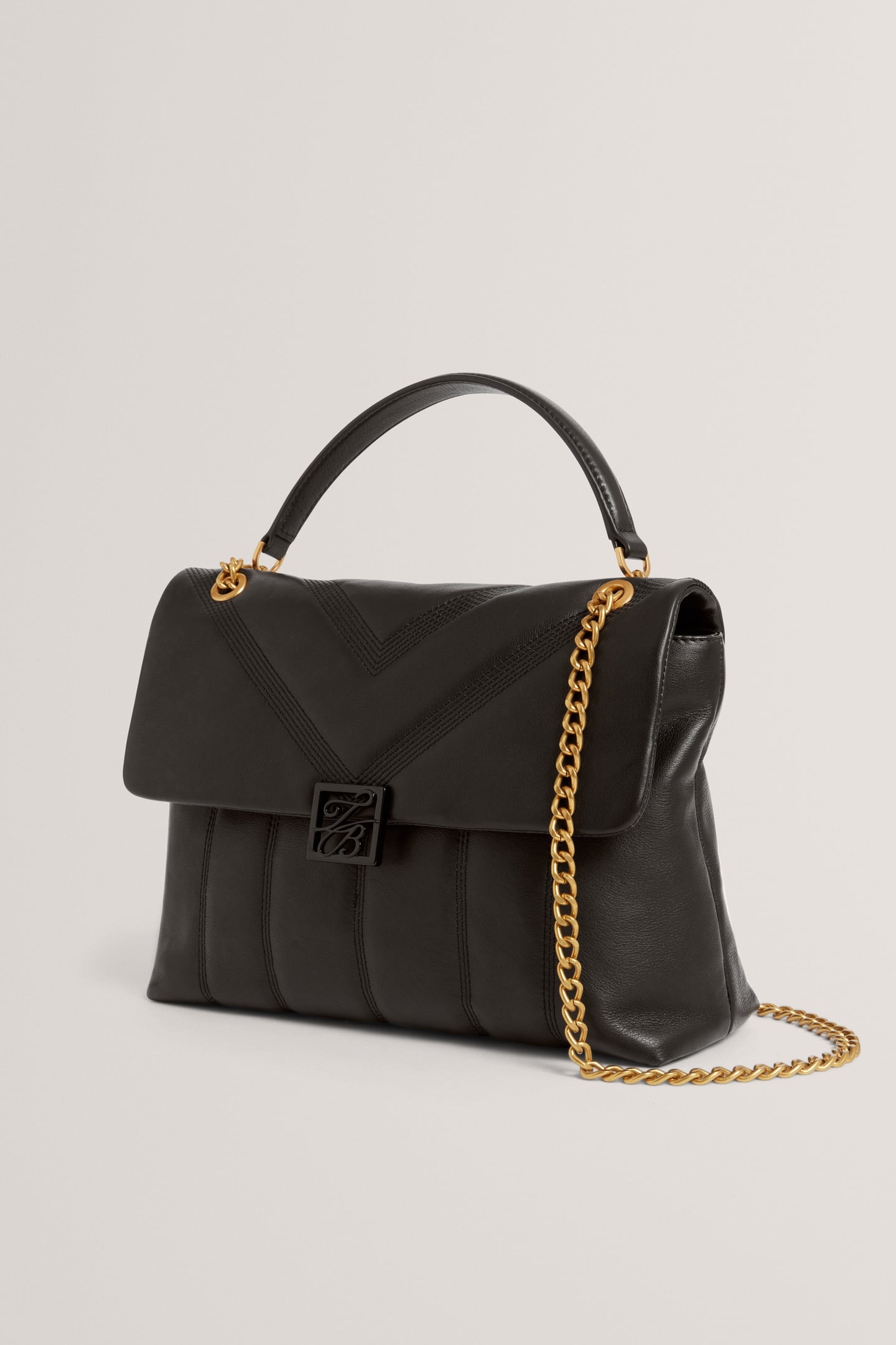 TB SCRIPT DETAIL LEATHER PADDED SHOULDER BLACK 2