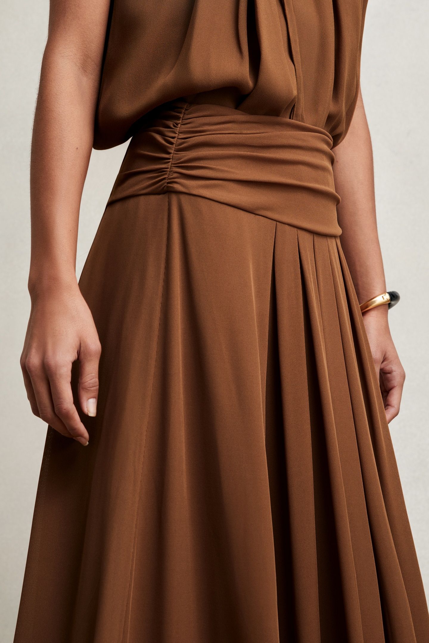 JERSEY MAXI SKIRT TAN BROWN 5