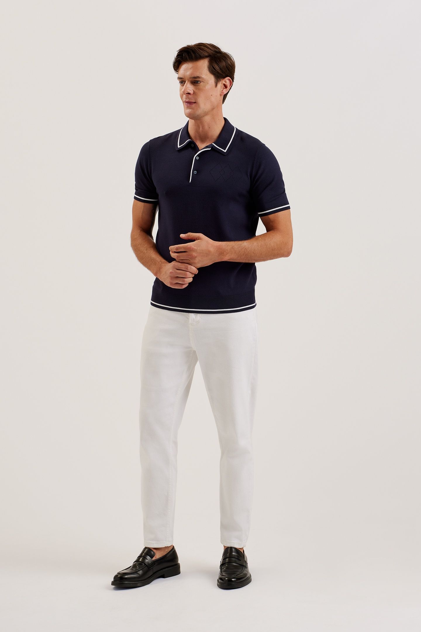 DUNOW SS POINTELLE DIAMOND POLO NAVY 4