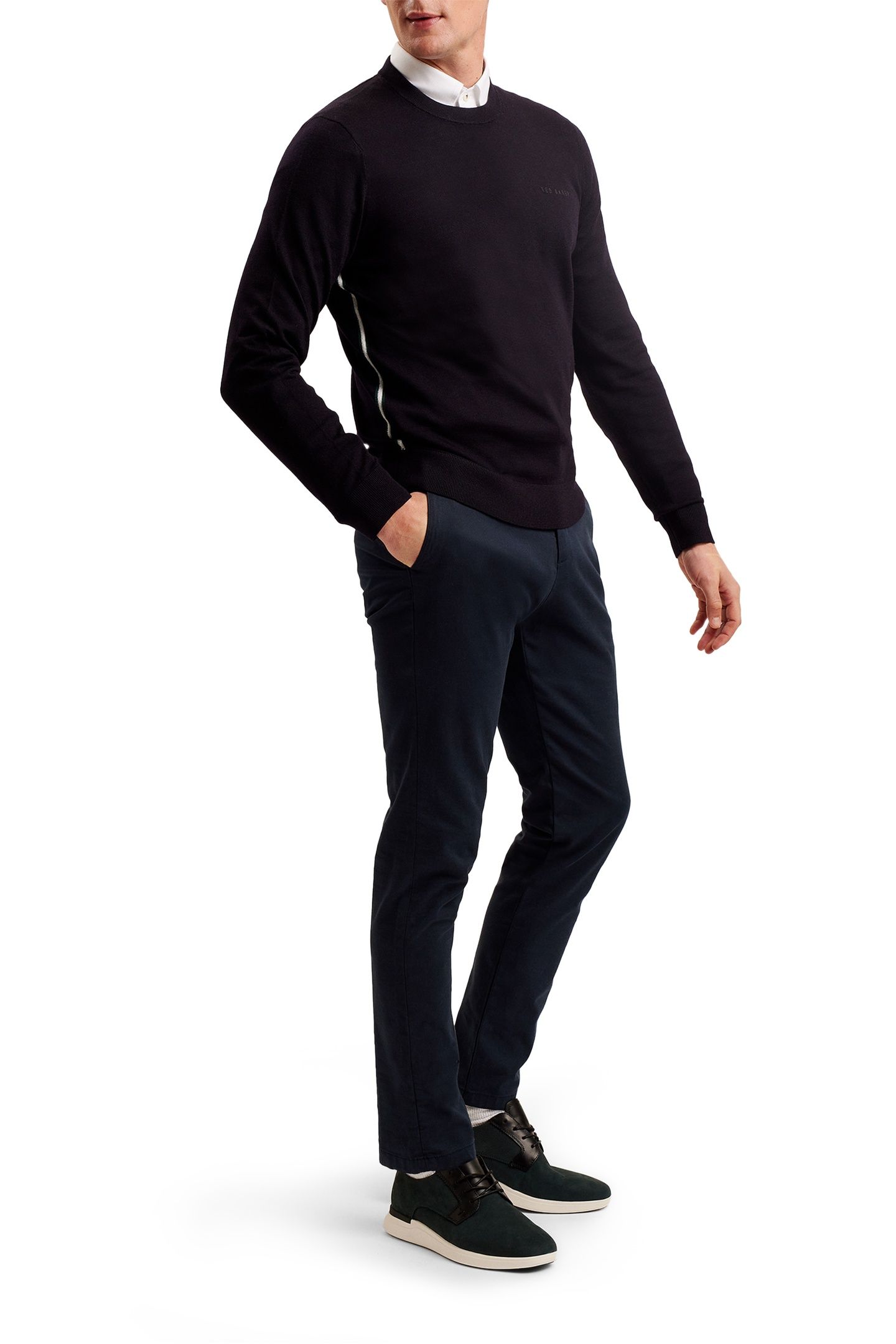 LIBLO MERINO BRANDED CREW NECK NAVY 4