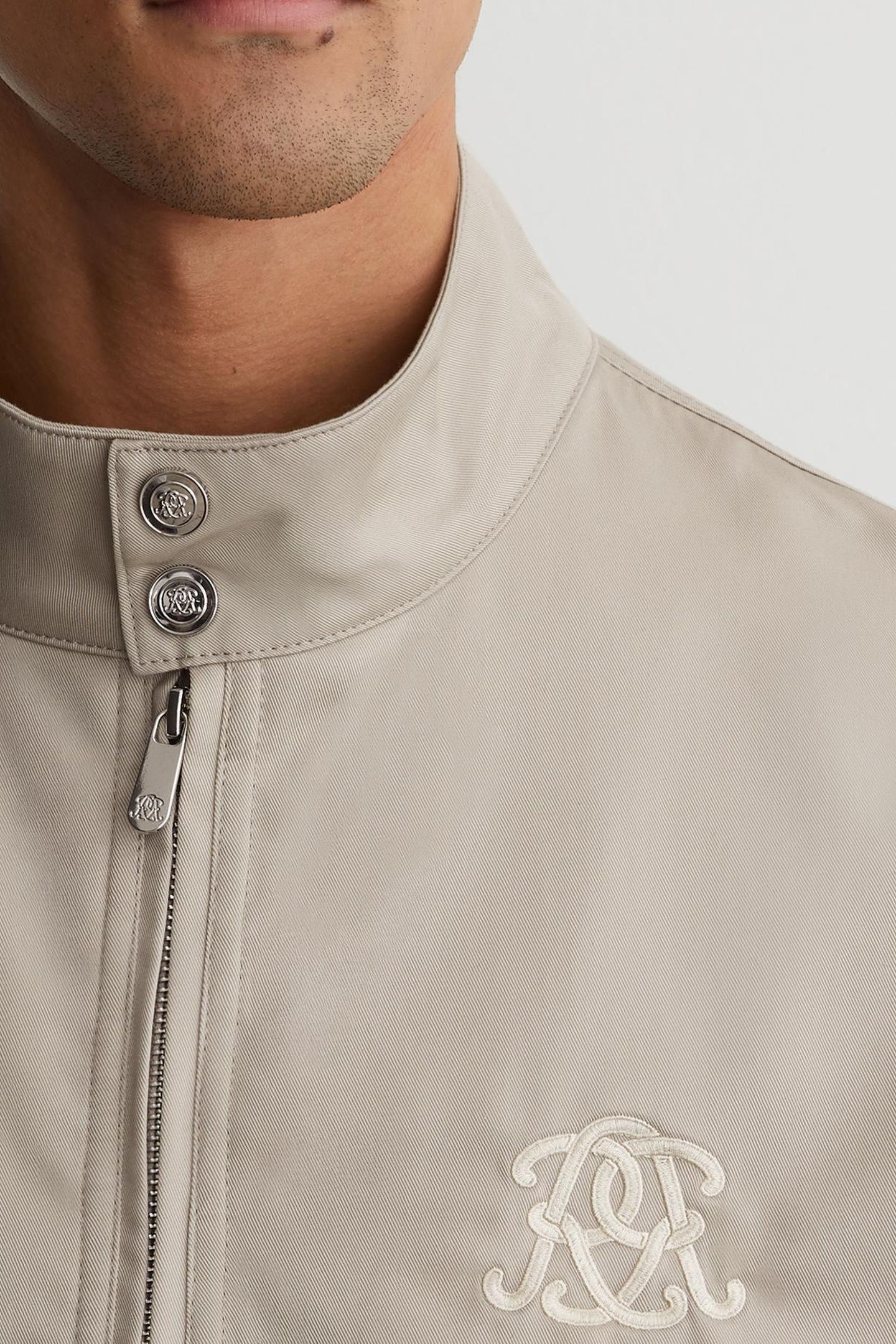 EMBROIDERED MOTIF HARRINGTON JACKET LIGHT STONE 6