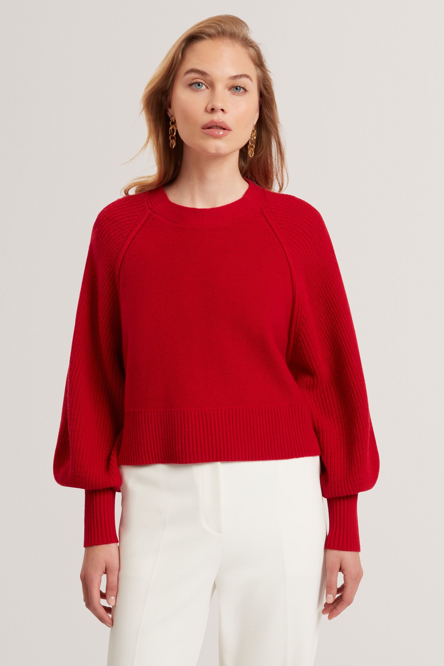 CREW NECK KNITTED JUMPER RED 1