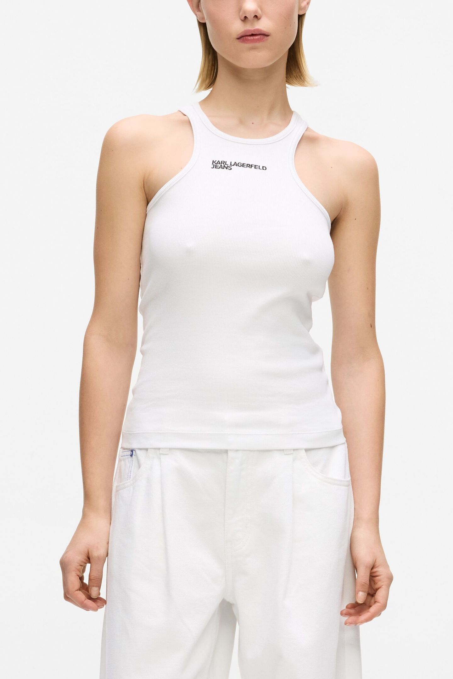KLJ RIBBED LOGO TANK WHITE 2