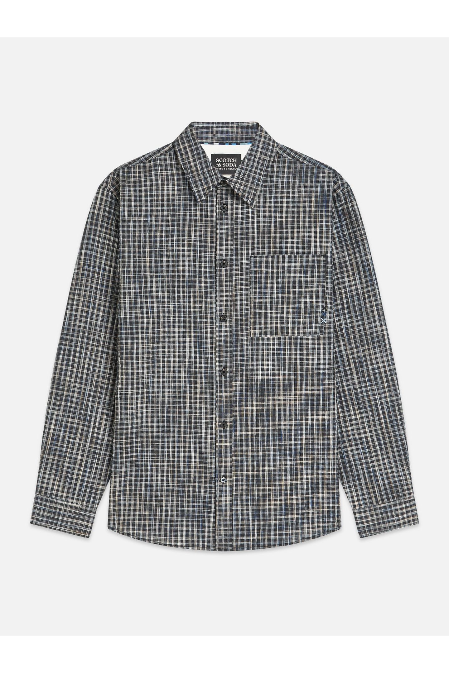 SEERSUCKER MICRO CHECK RELAXEDFIT SHIRT BLACK 1