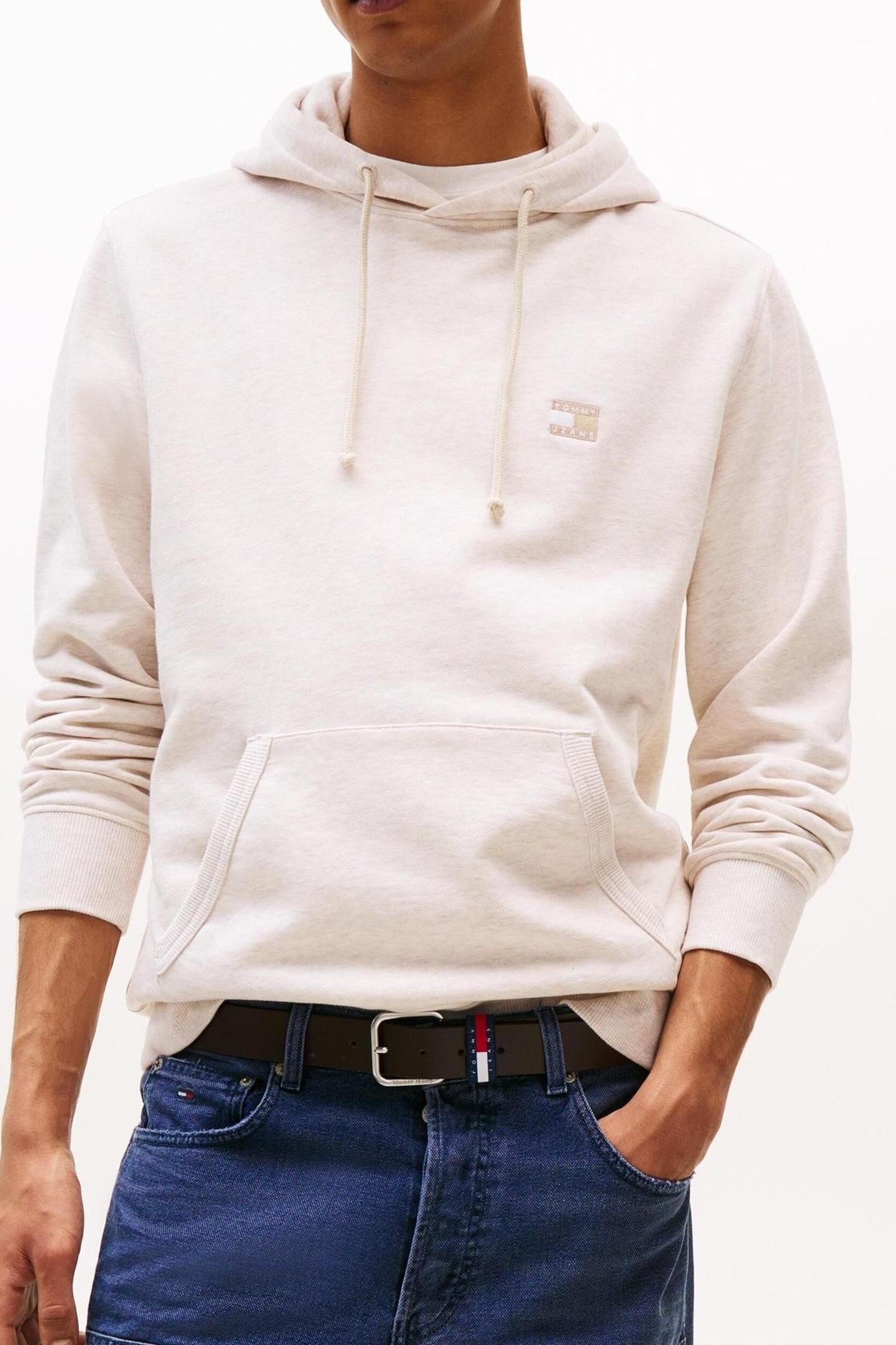 TJM REG BADGE HOODIE OAT MARL HEATHER TONAL 1