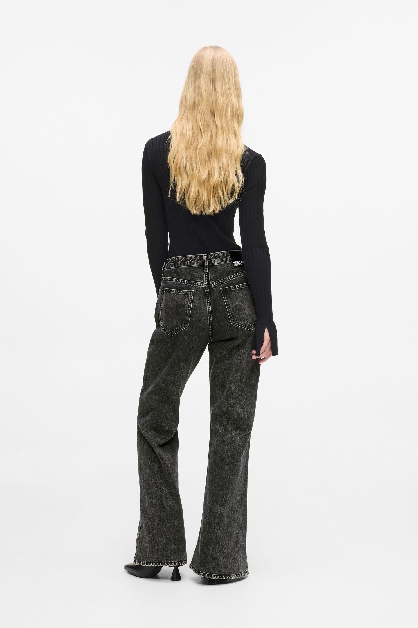 KLJ HR FLARE DENIM STONE WASHED BLACK 2