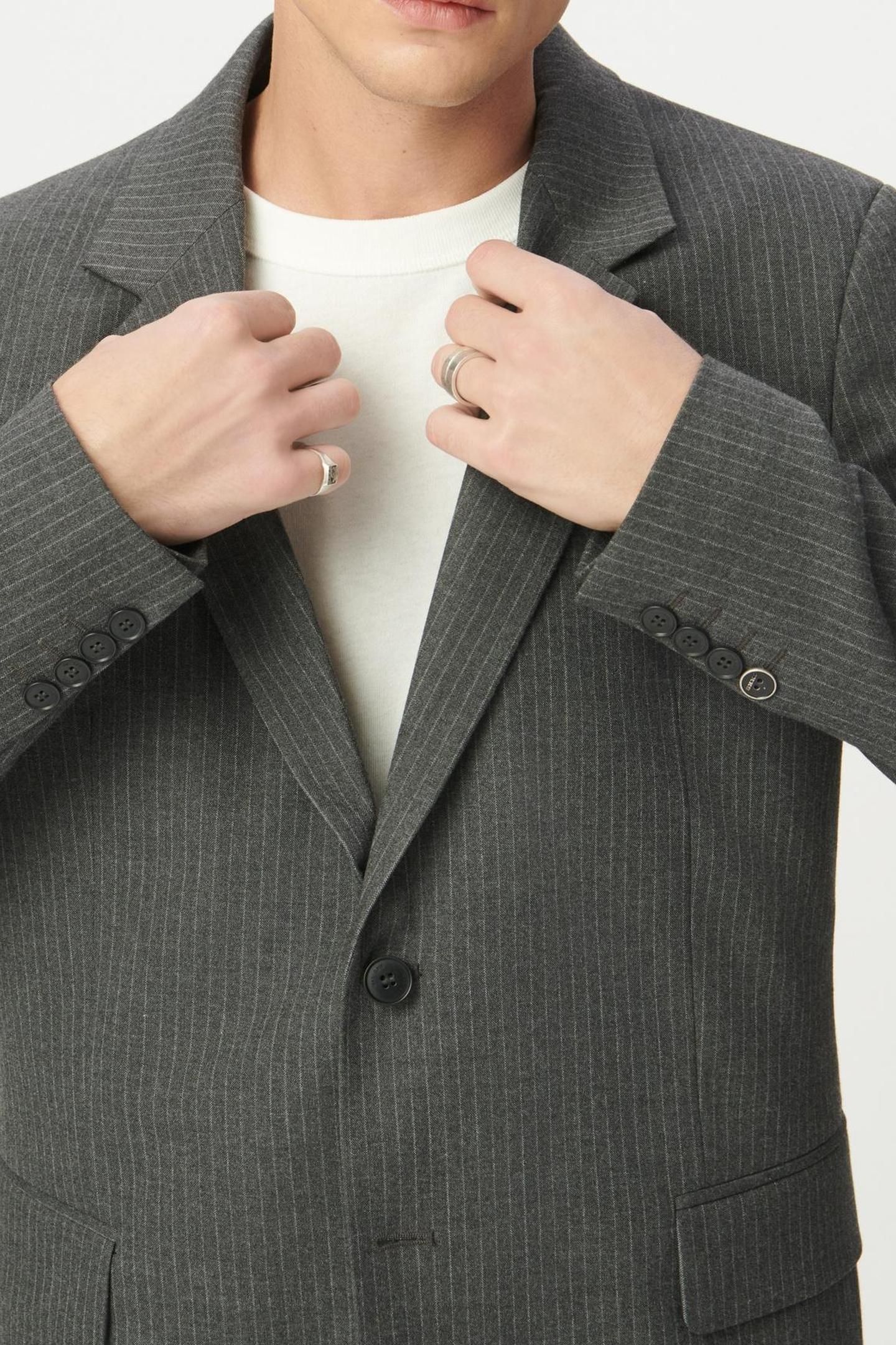 DARK HEATHER GREY PINSTRIPE SUIT JACKET 6