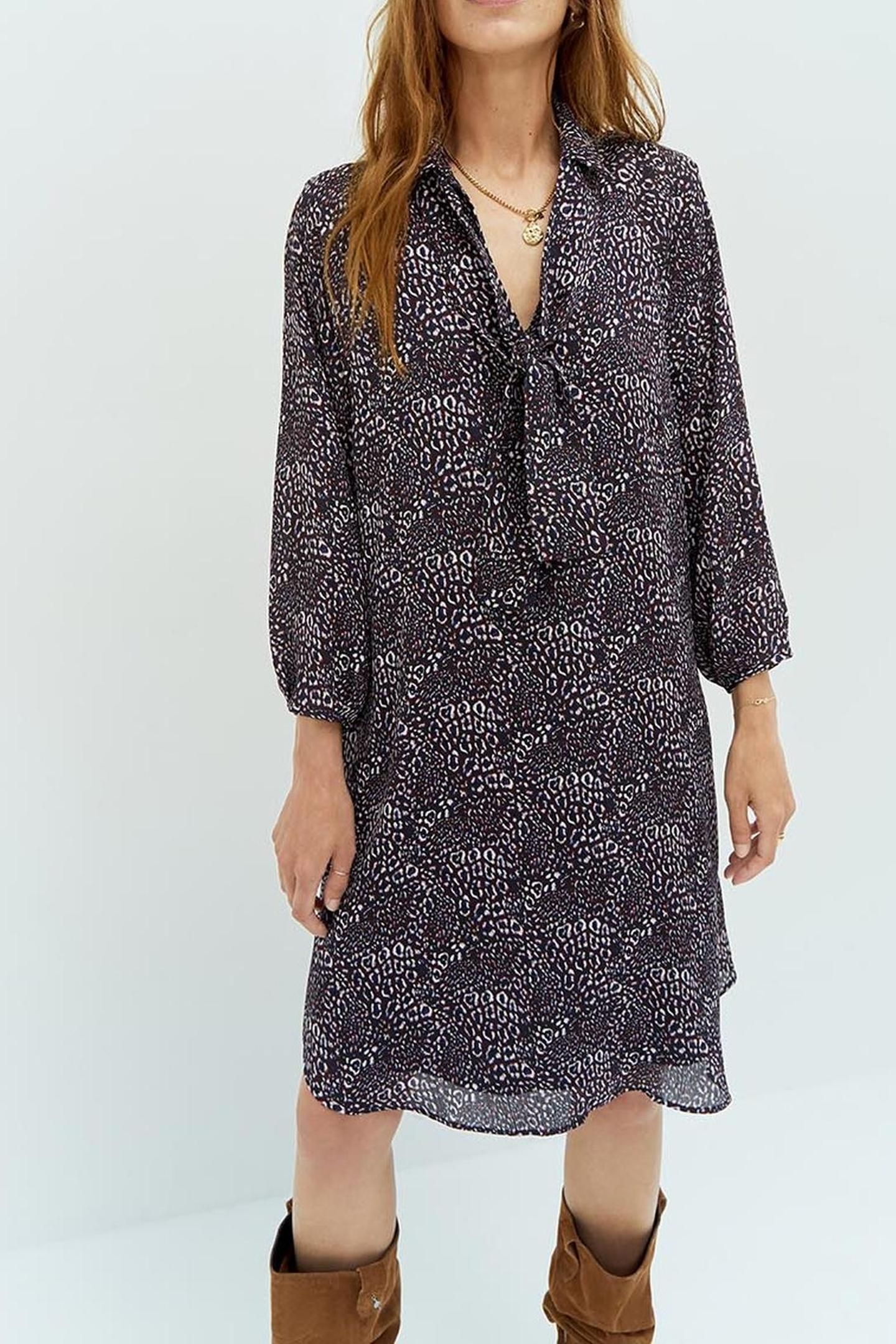 ROYCE _ ABSTRACT LEO PRINT NAVY DRESS IN RECYCLED POLYESTER 1