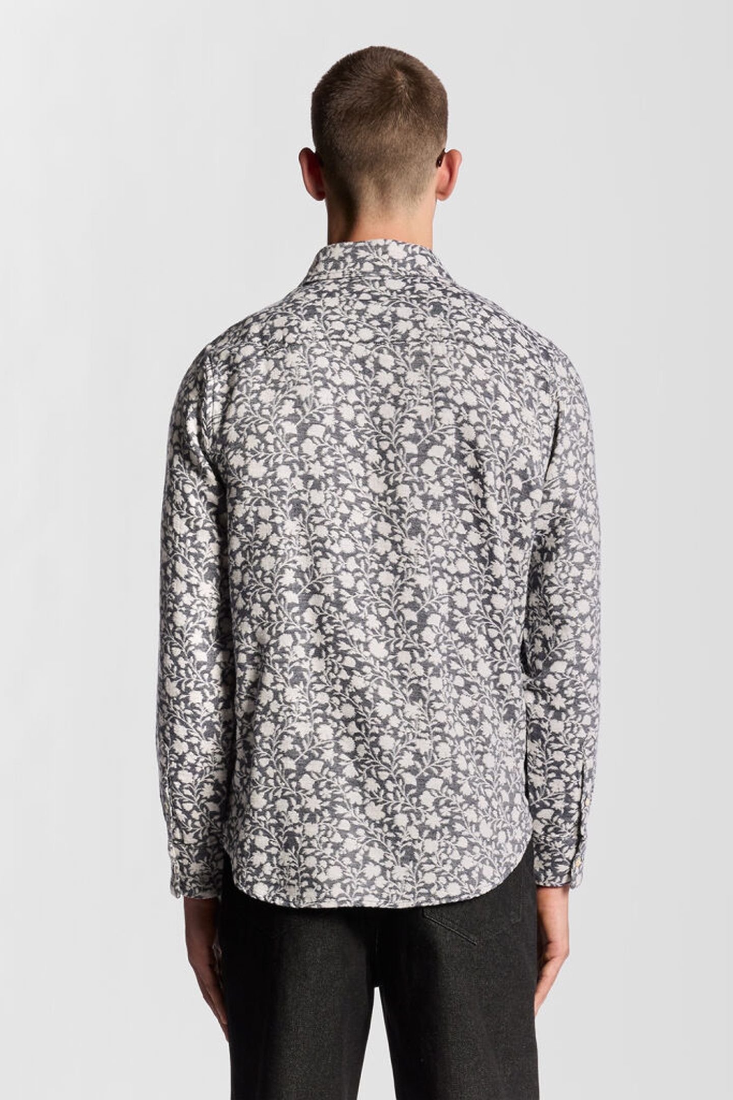 FLORAL JACQUARD SHIRT JET BLACK/WHITE 2