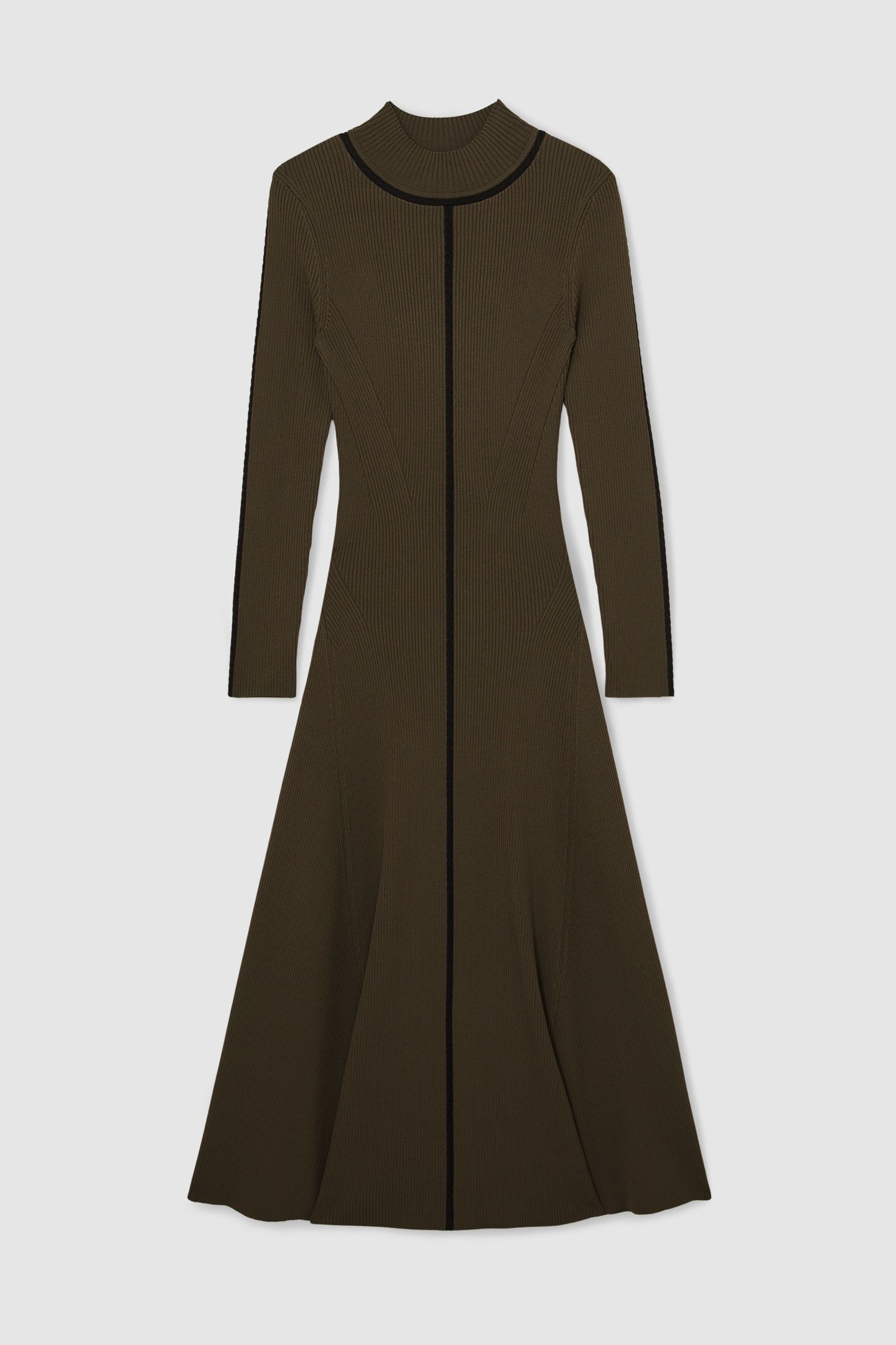 KNITTED MIDI DRESS KHAKI GREEN 3