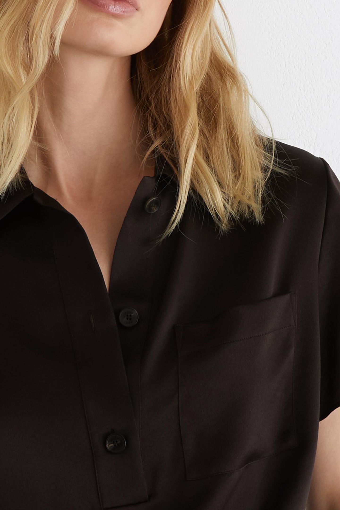 POCKET DETAIL SILK T-SHIRT CHOCOLATE BROWN 6