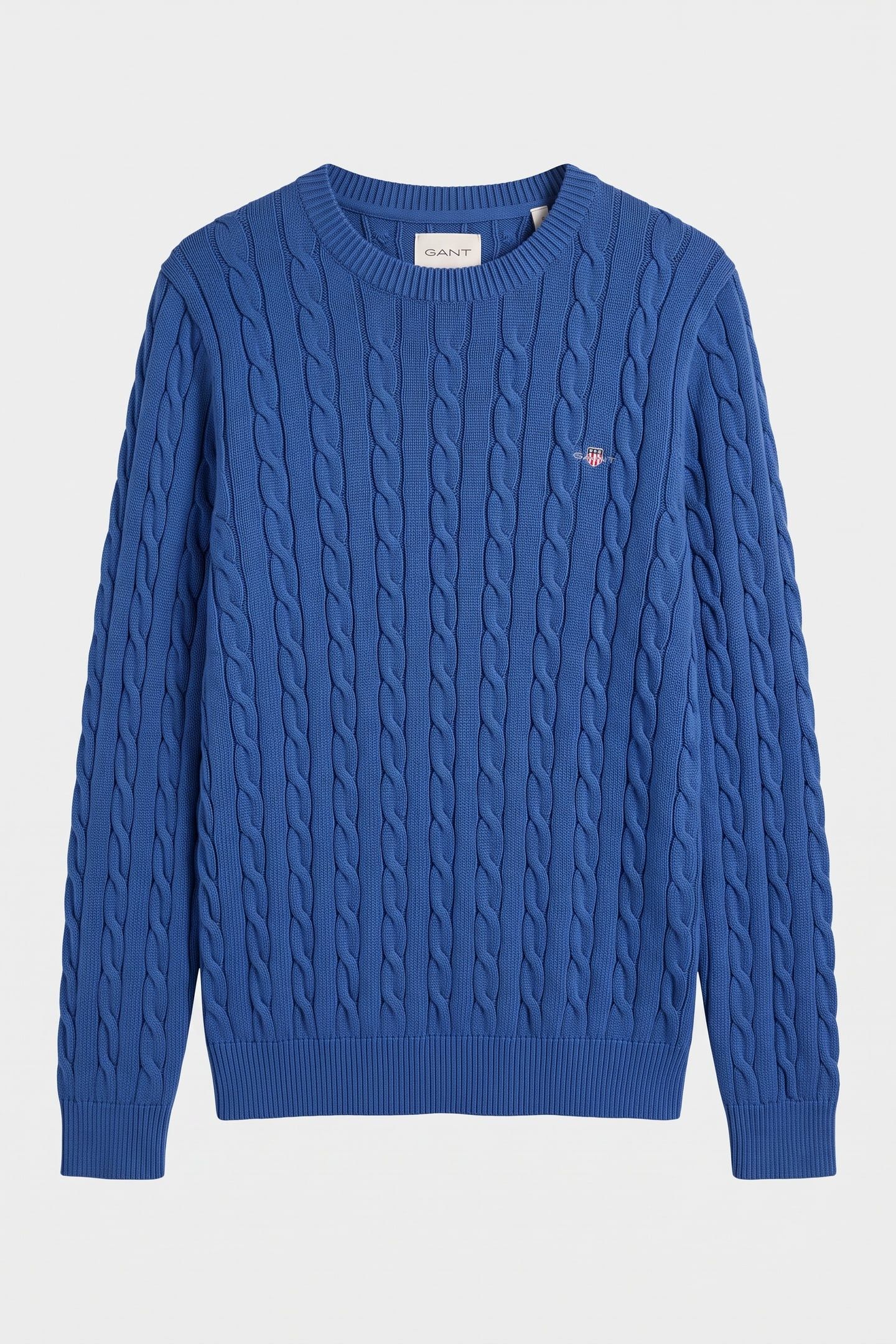 COTTON CABLE C-NECK RICH BLUE 3