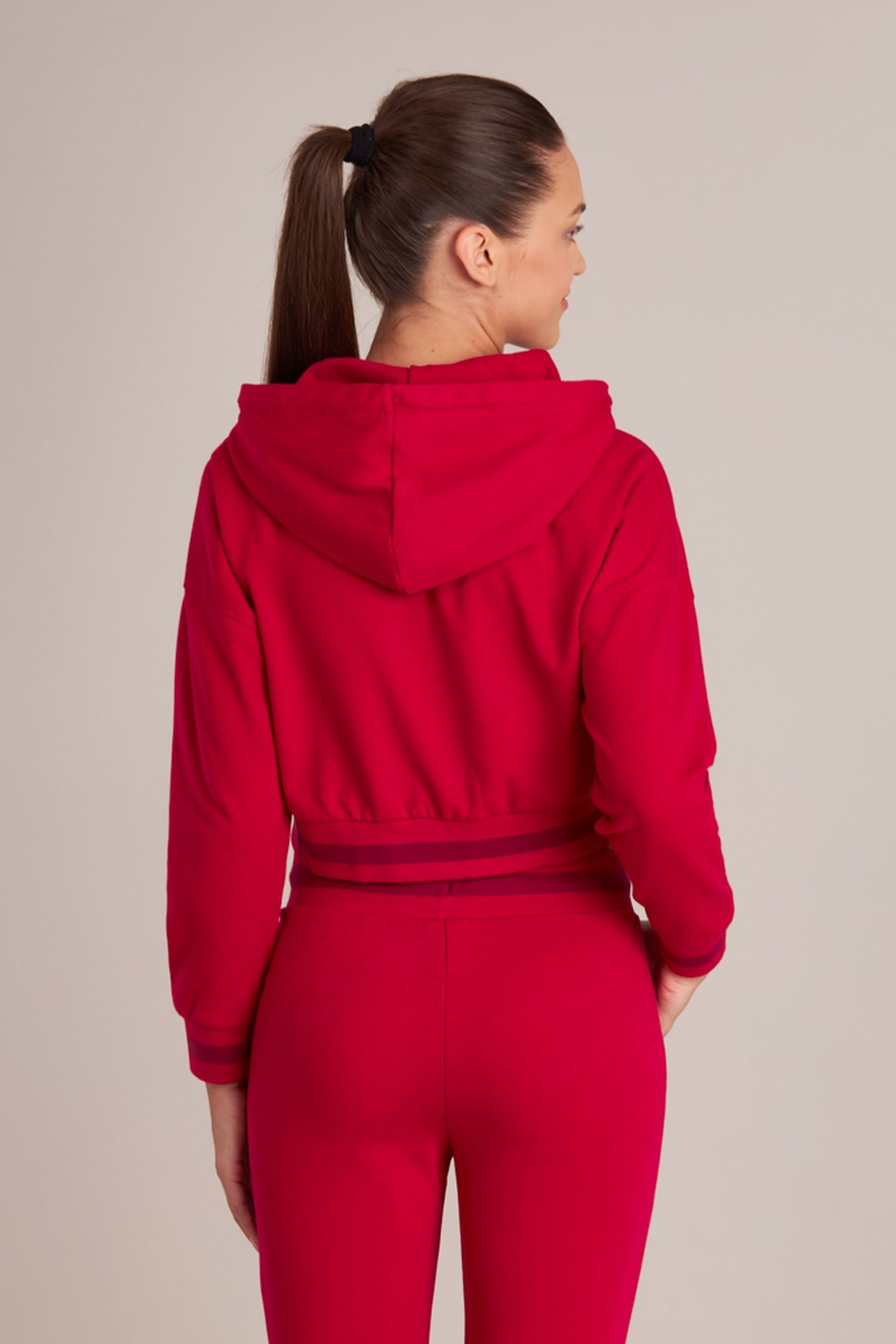 LADIES CROPPED HOODIE RED 3