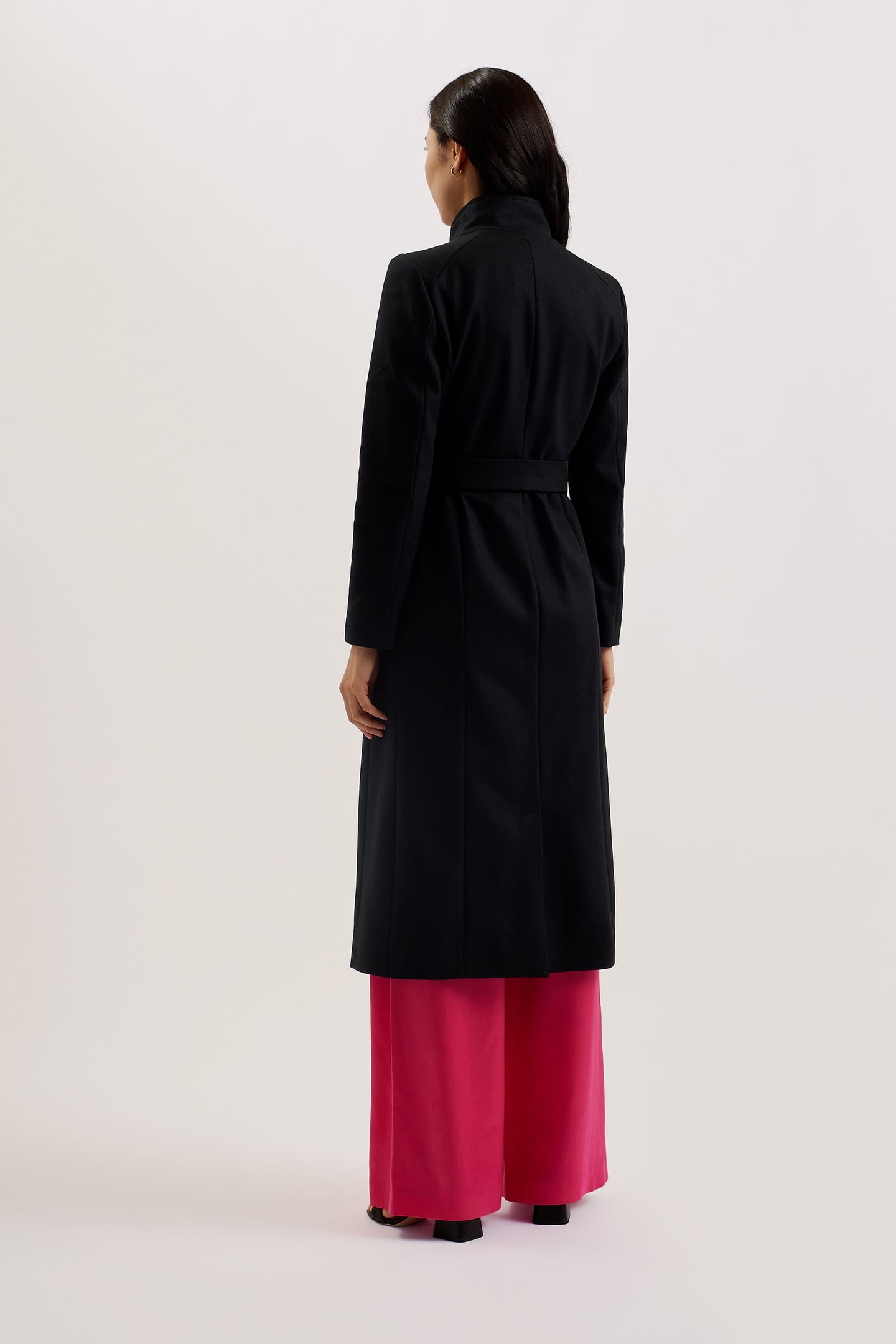 ROSELL LONG LENGTH WOOL WRAP COAT BLACK 4