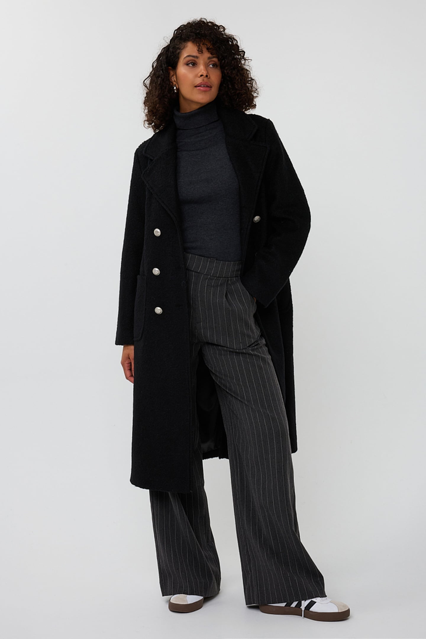 COAT DOUBLE BREASTED BOUCLE BLACK 2