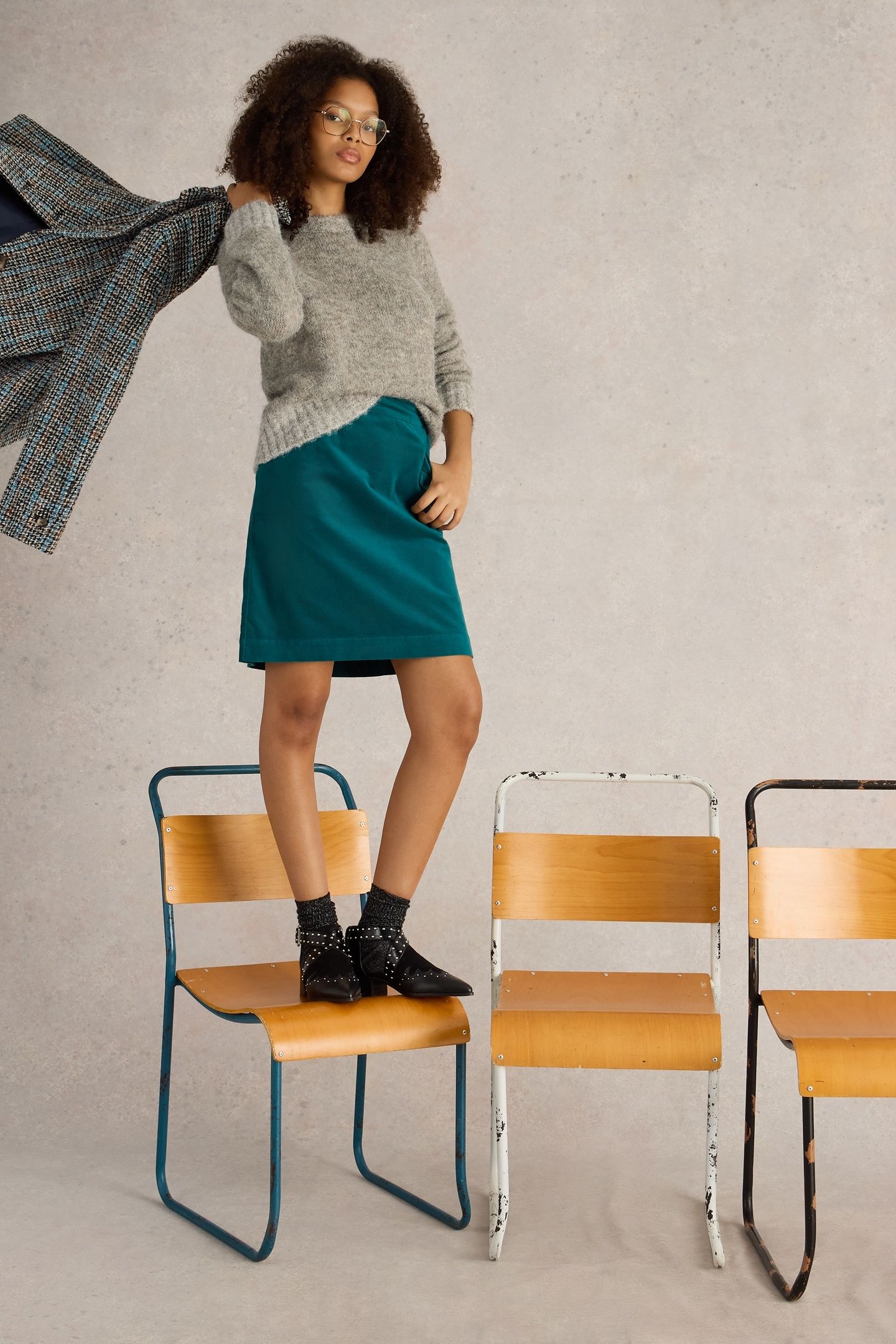 CORAL VELVET SKIRT BRT TEAL 5