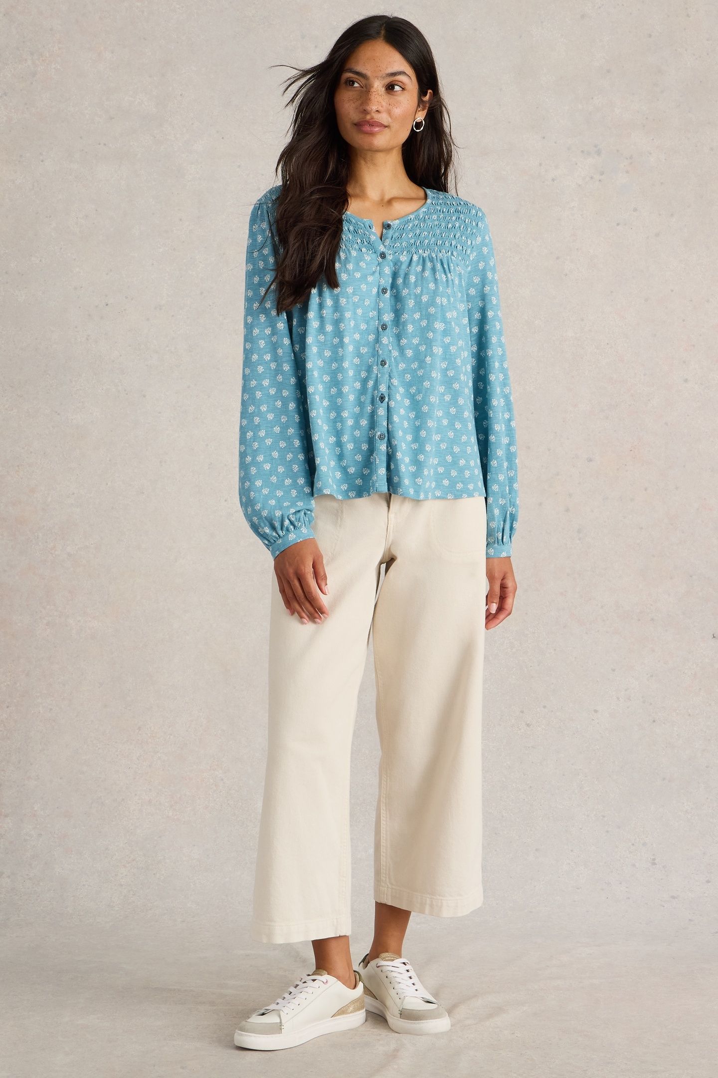 DANIELLA SHIRRED TOP BLUE PR 2