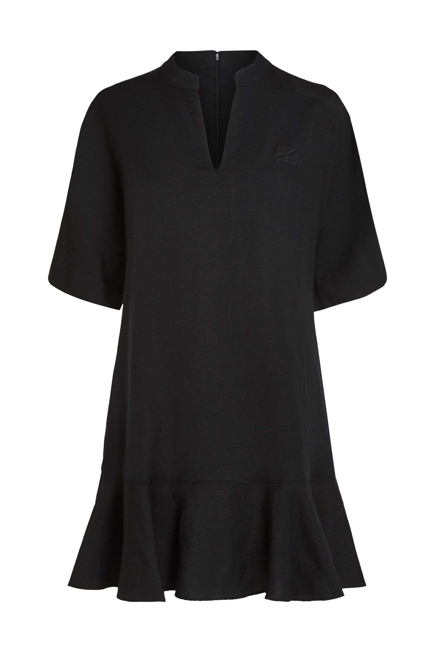 LINEN BLEND SHIFT DRESS BLACK 4